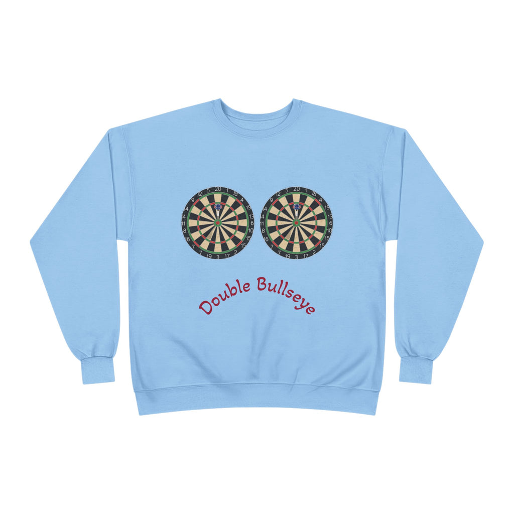 Double Bullseye Crewneck Sweatshirt — Darts Humor Graphic