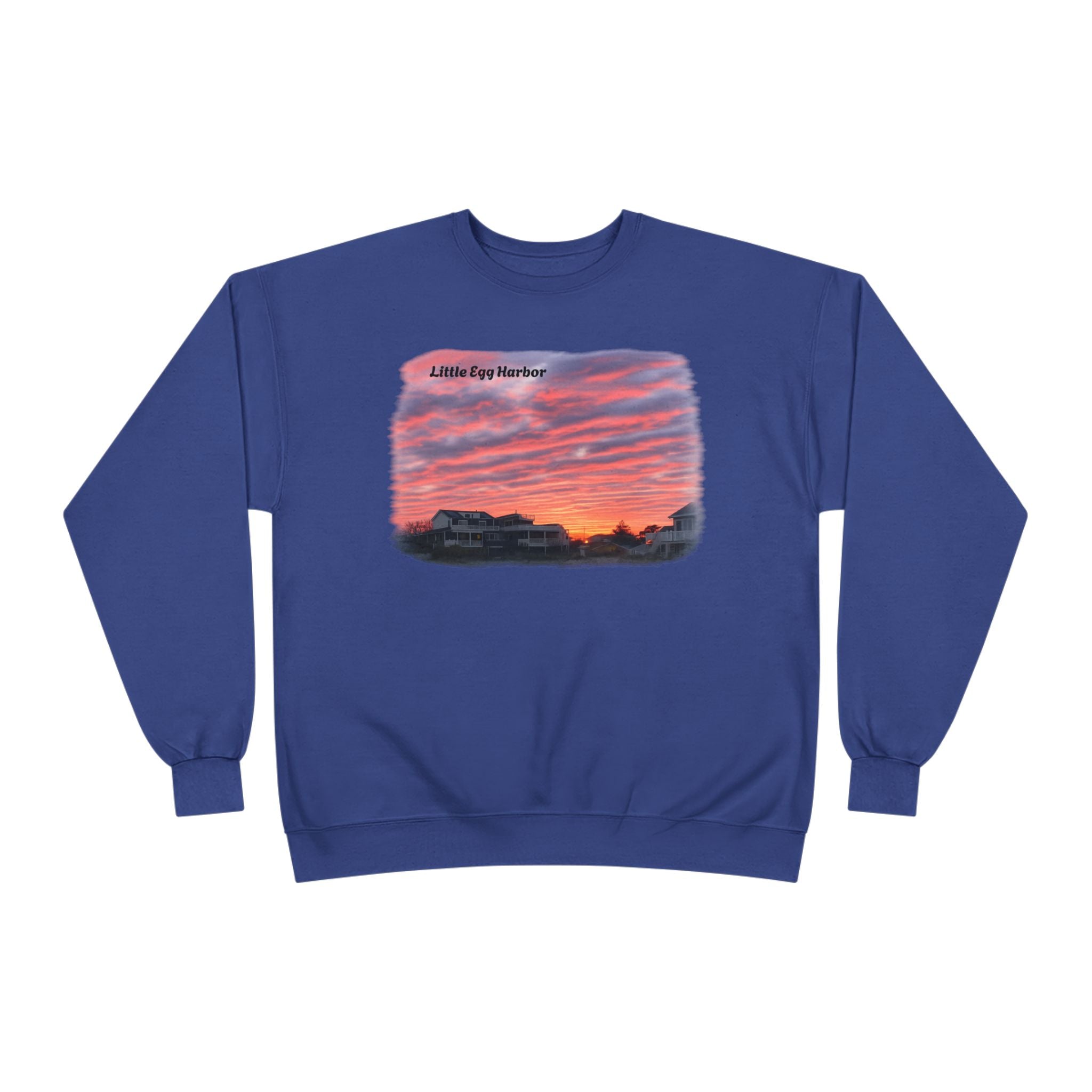Sunset Landscape Crewneck Sweatshirt – "Little Bay Harbor" Scenic Graphic