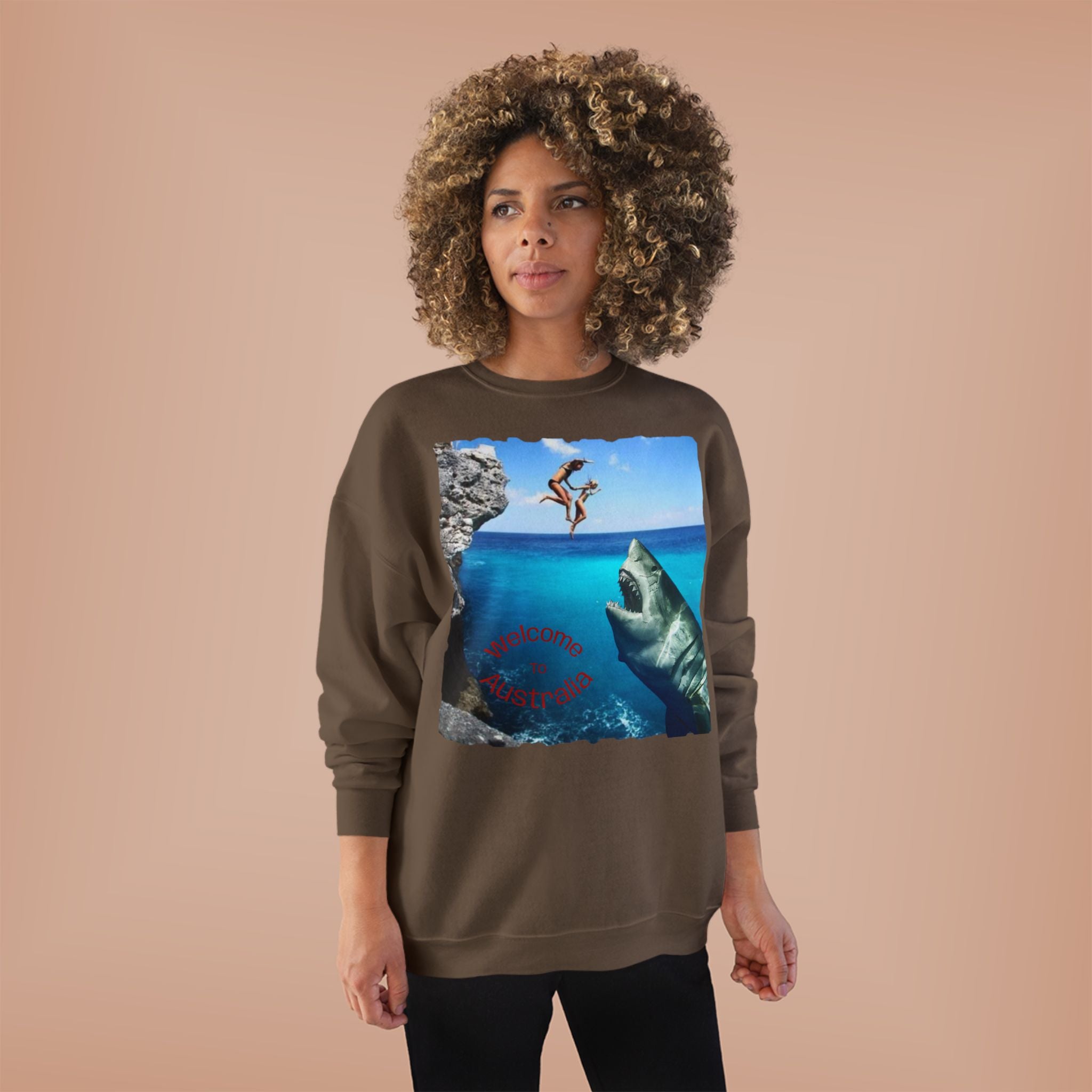 Crewneck Sweatshirt - Cliff Diver Shark Graphic