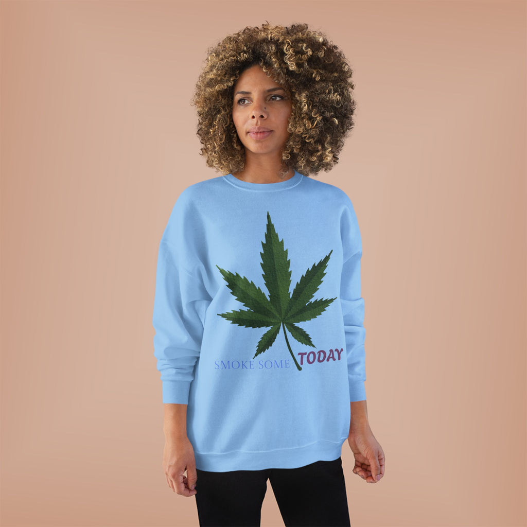 Cannabis Leaf Crewneck Sweatshirt — "Smoke Smart Today"