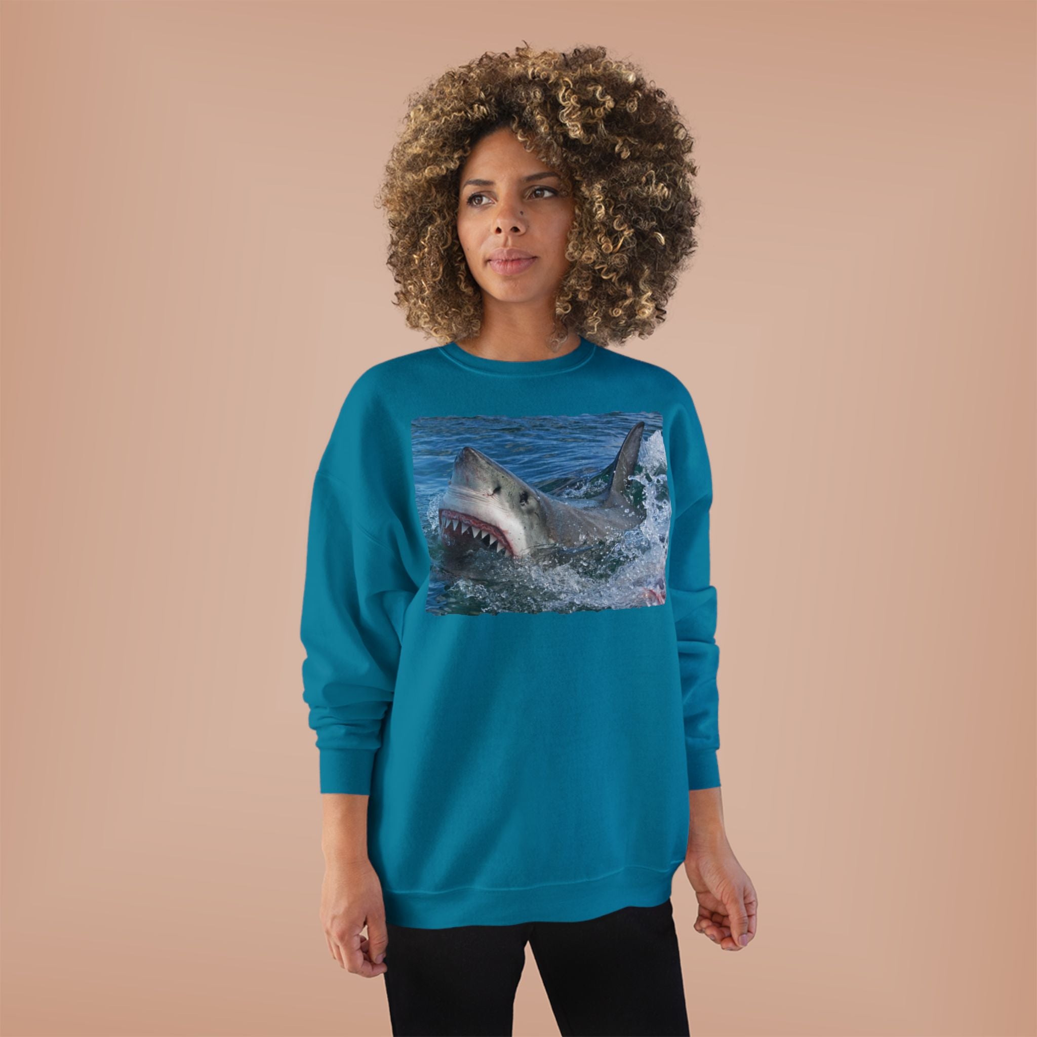 Great White Shark Crewneck Sweatshirt — Ocean Predator Graphic Sweatshirt