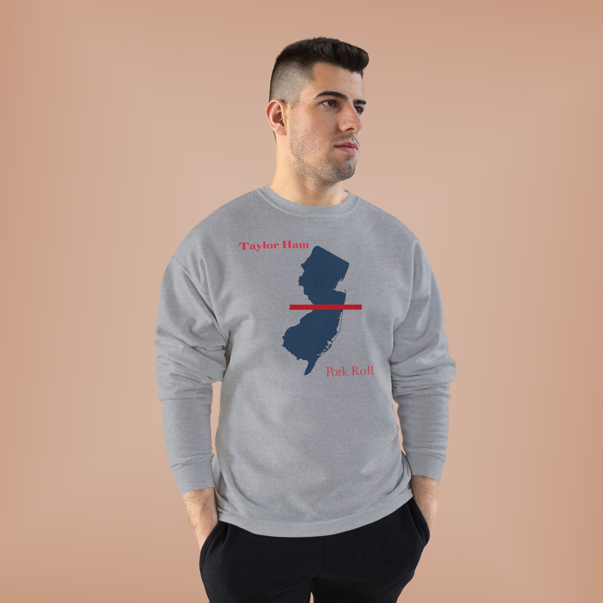 New Jersey State Crewneck Sweatshirt – Taylor Ham / Pork Roll Map Design