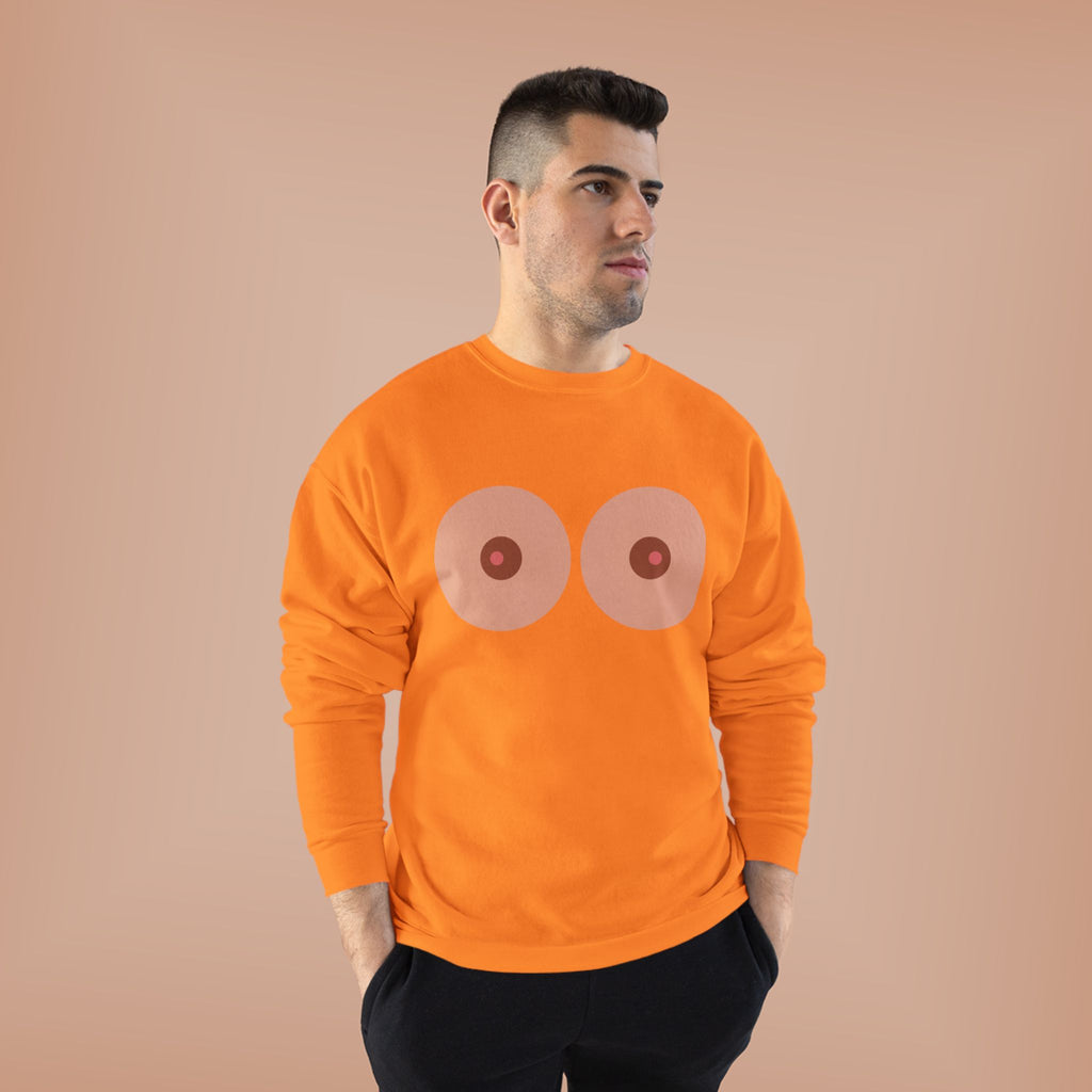 Nipple Graphic Crewneck Sweatshirt – Playful Boob Design, Breast Positivity Pullover