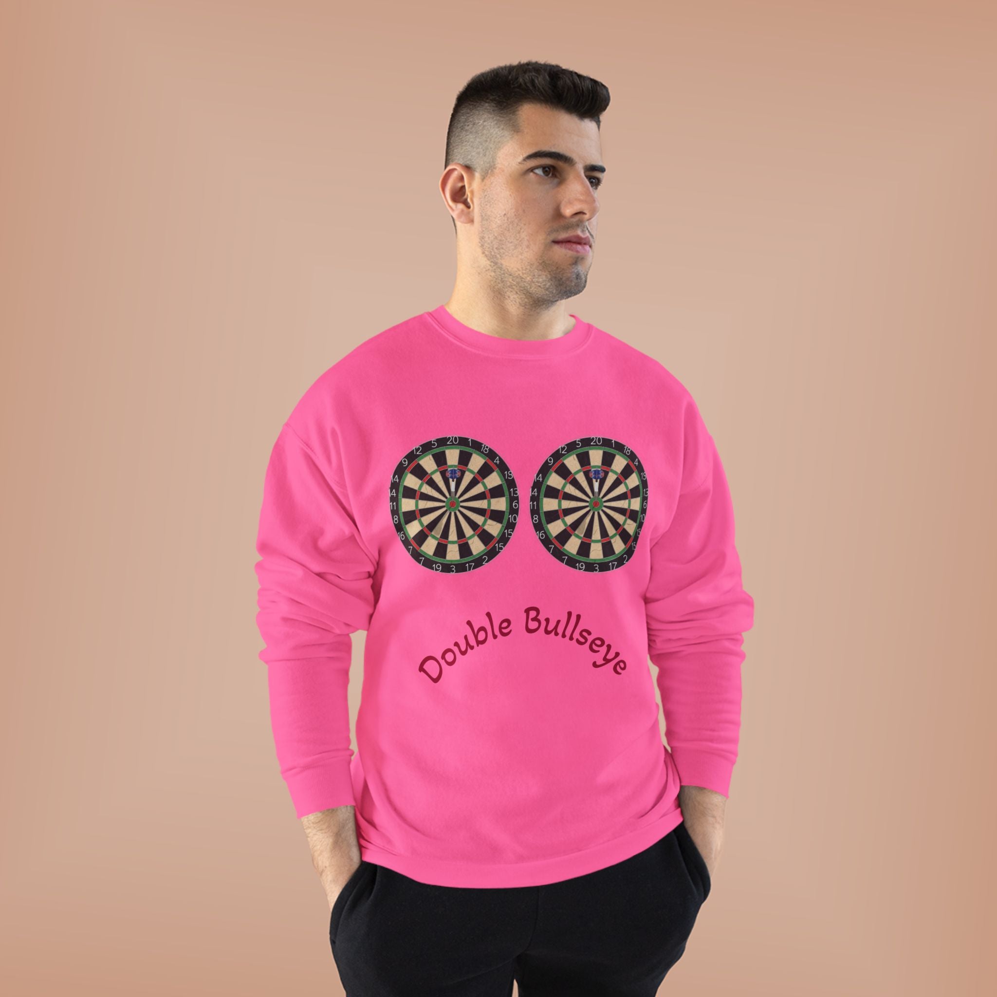 Double Bullseye Crewneck Sweatshirt — Darts Humor Graphic