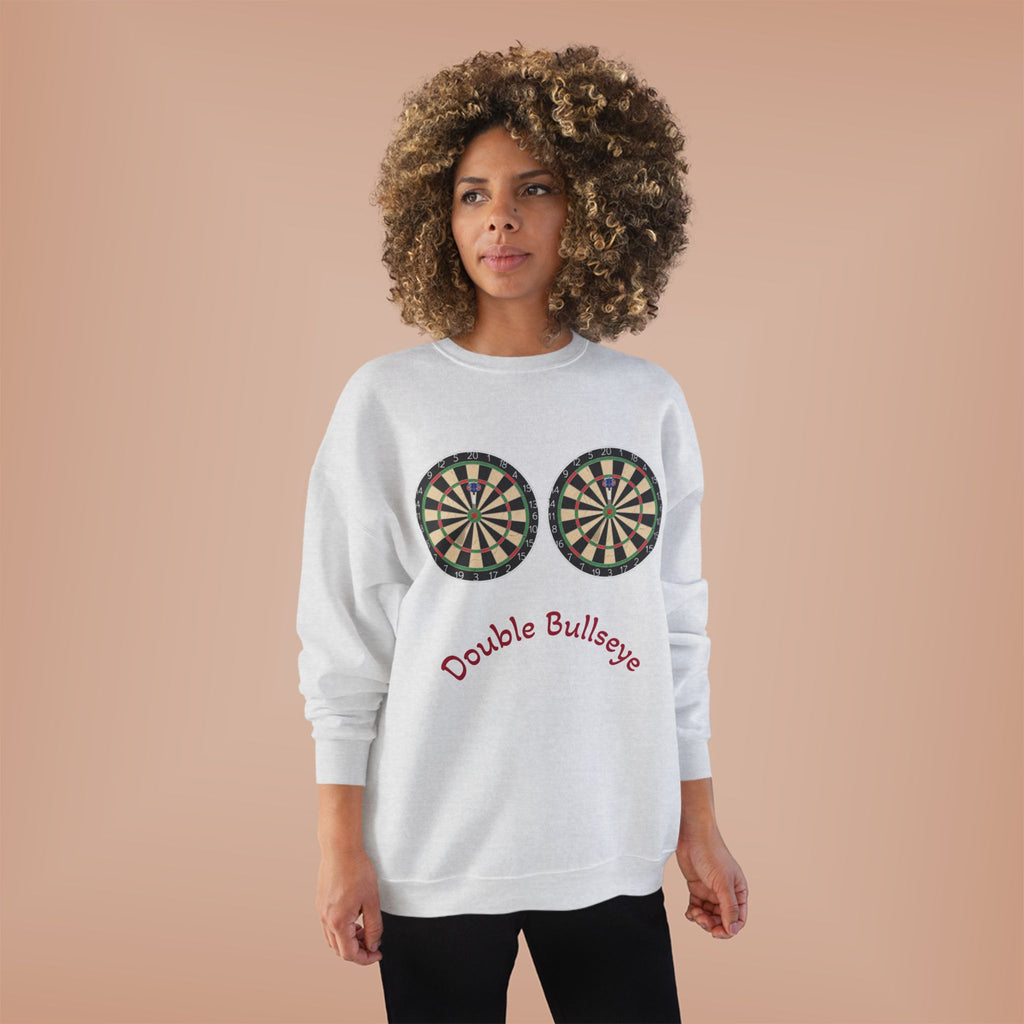Double Bullseye Crewneck Sweatshirt — Darts Humor Graphic