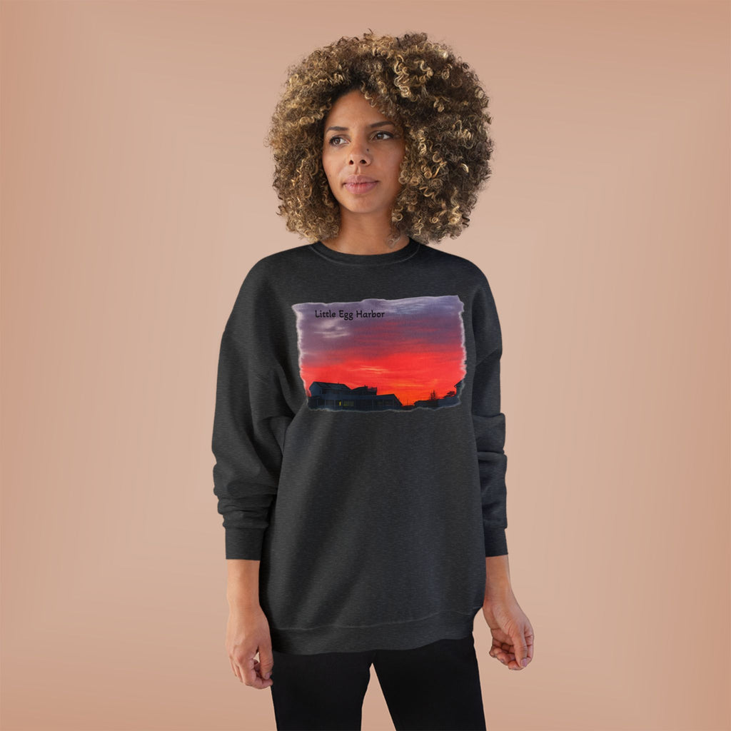 Sunset Horizon Crewneck Sweatshirt — 'Little Egg Harbor' Scenic Graphic