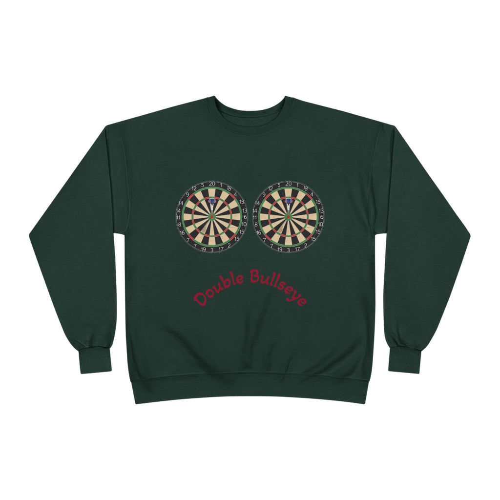Double Bullseye Crewneck Sweatshirt — Darts Humor Graphic