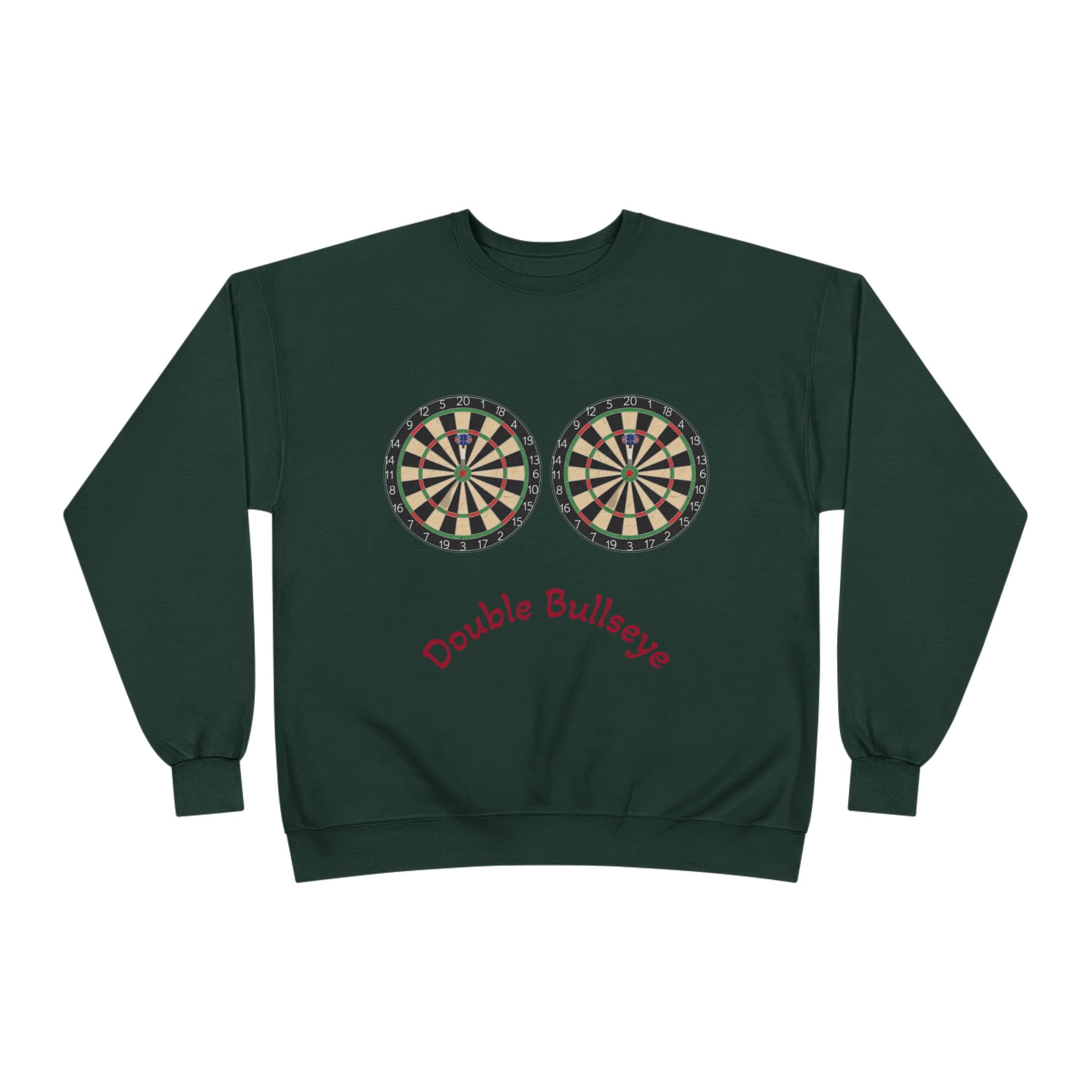 Double Bullseye Crewneck Sweatshirt — Darts Humor Graphic
