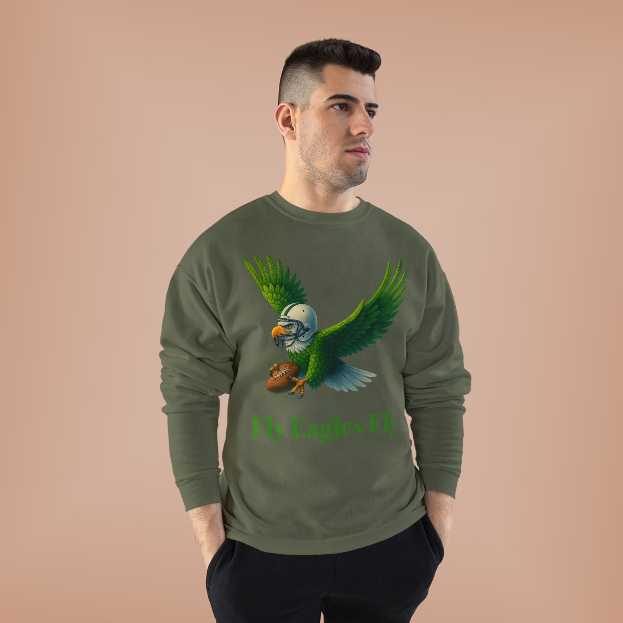 Fly Eagles Fly Crewneck Sweatshirt — Vintage Football Eagle Graphic