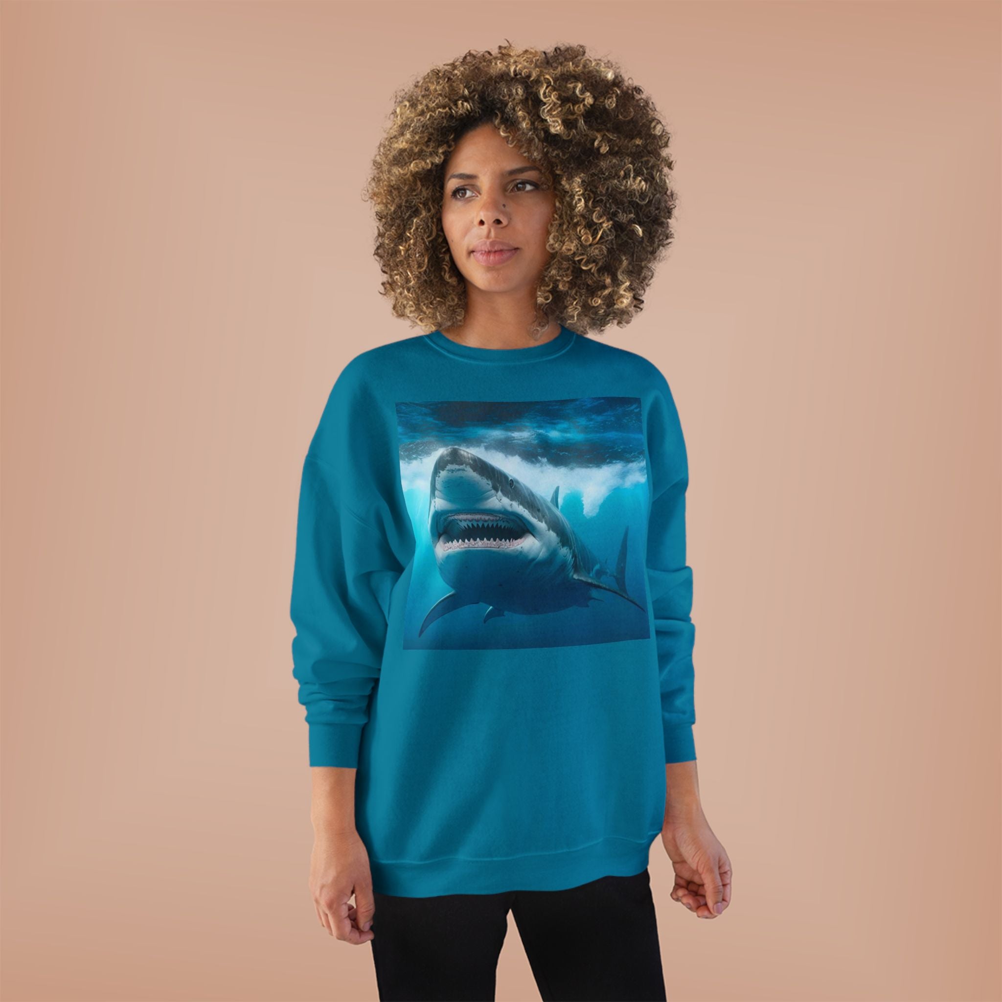 Great White Shark Graphic Sweatshirt — Ocean Predator Crewneck