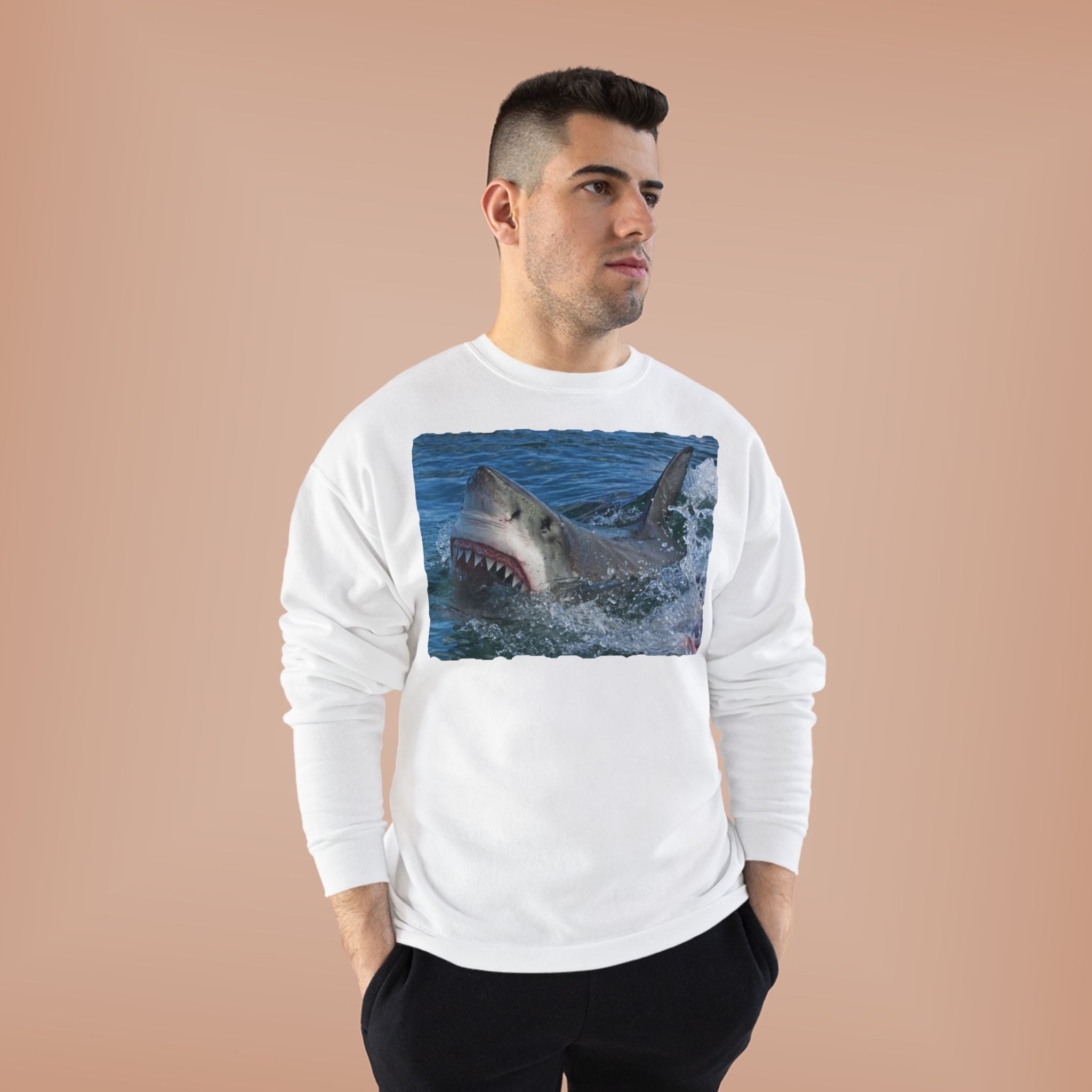 Great White Shark Crewneck Sweatshirt — Ocean Predator Graphic Sweatshirt