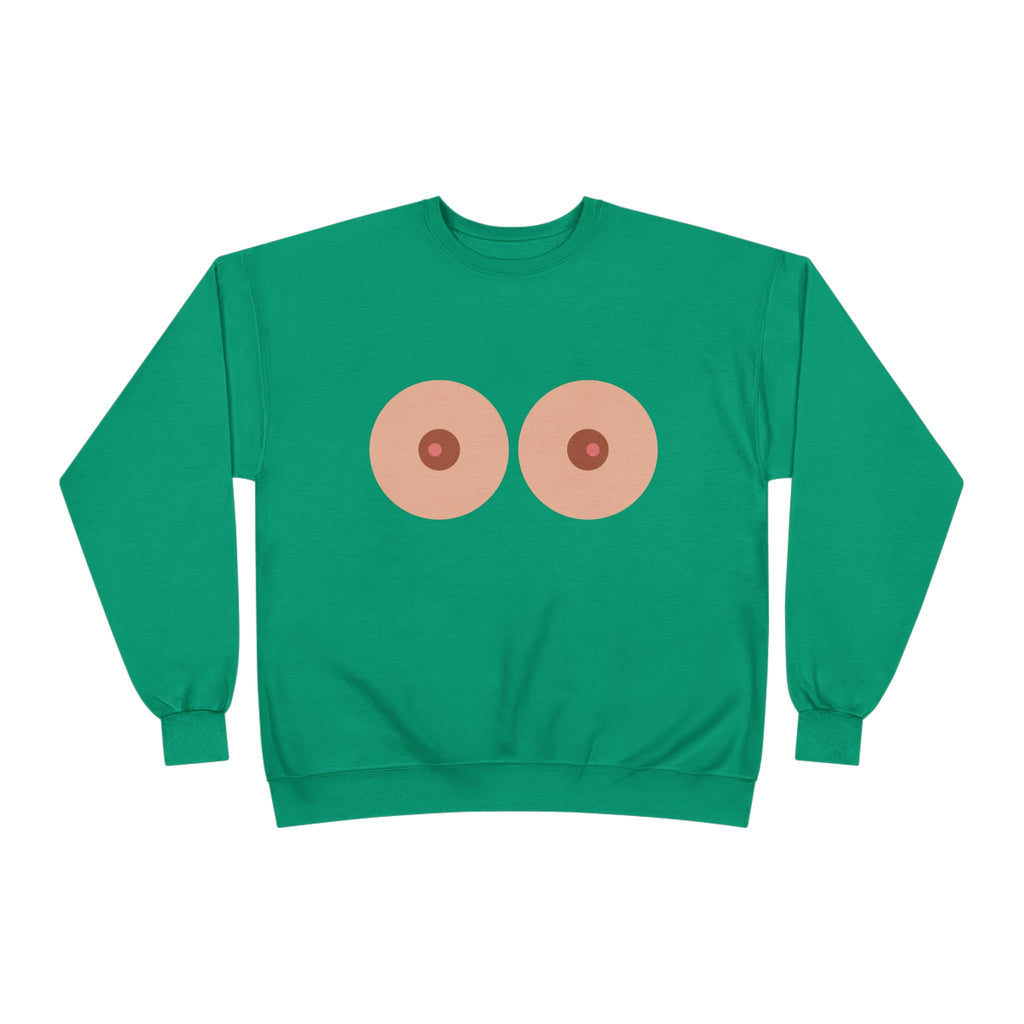 Nipple Graphic Crewneck Sweatshirt – Playful Boob Design, Breast Positivity Pullover
