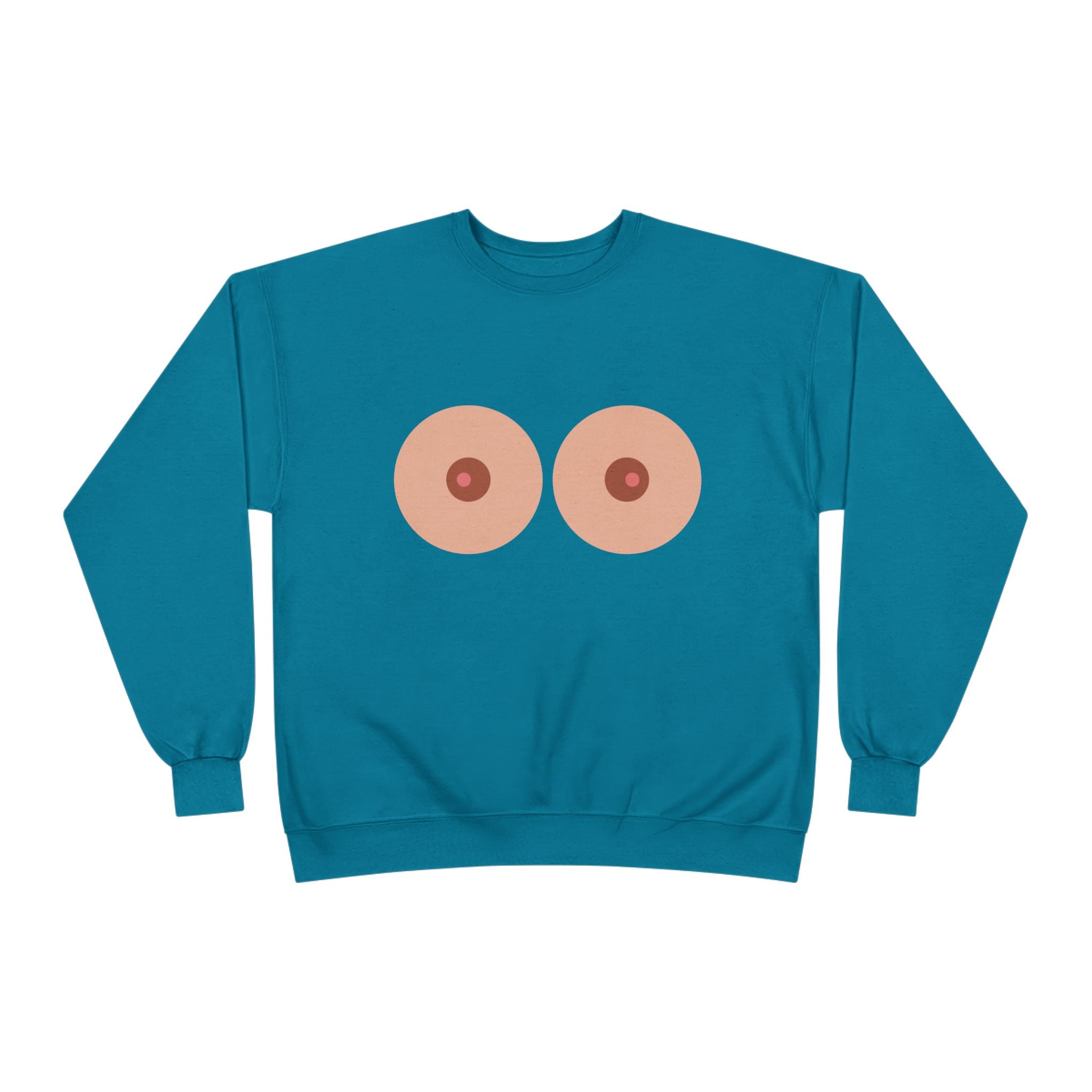 Nipple Graphic Crewneck Sweatshirt – Playful Boob Design, Breast Positivity Pullover