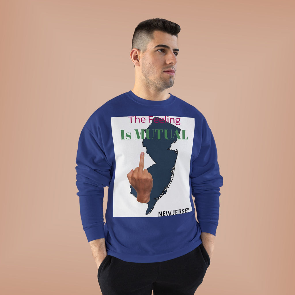 Mutual Feeling Is Mutual Crewneck Sweatshirt — New Jersey Middle Finger Graphic