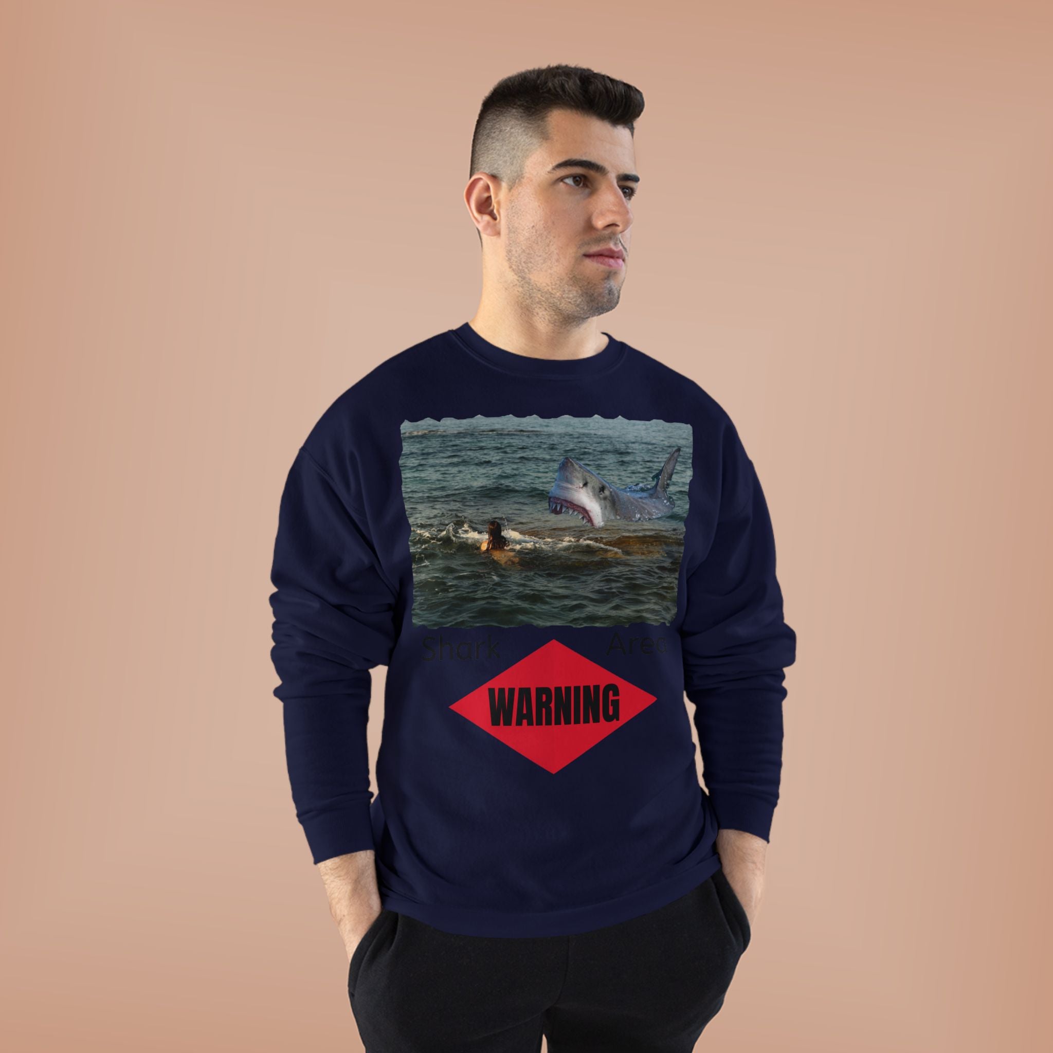 Shark Attack Warning Crewneck Sweatshirt