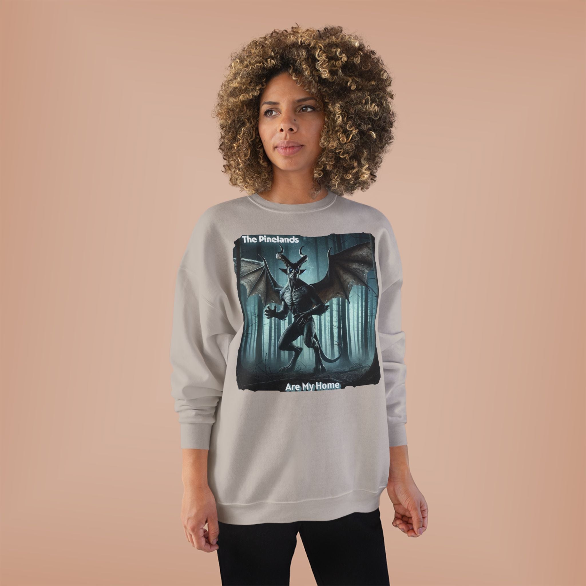 Pine Lands Dragon Crewneck Sweatshirt — "The Pinelands Are My Home" Forest Fantasy Pullover