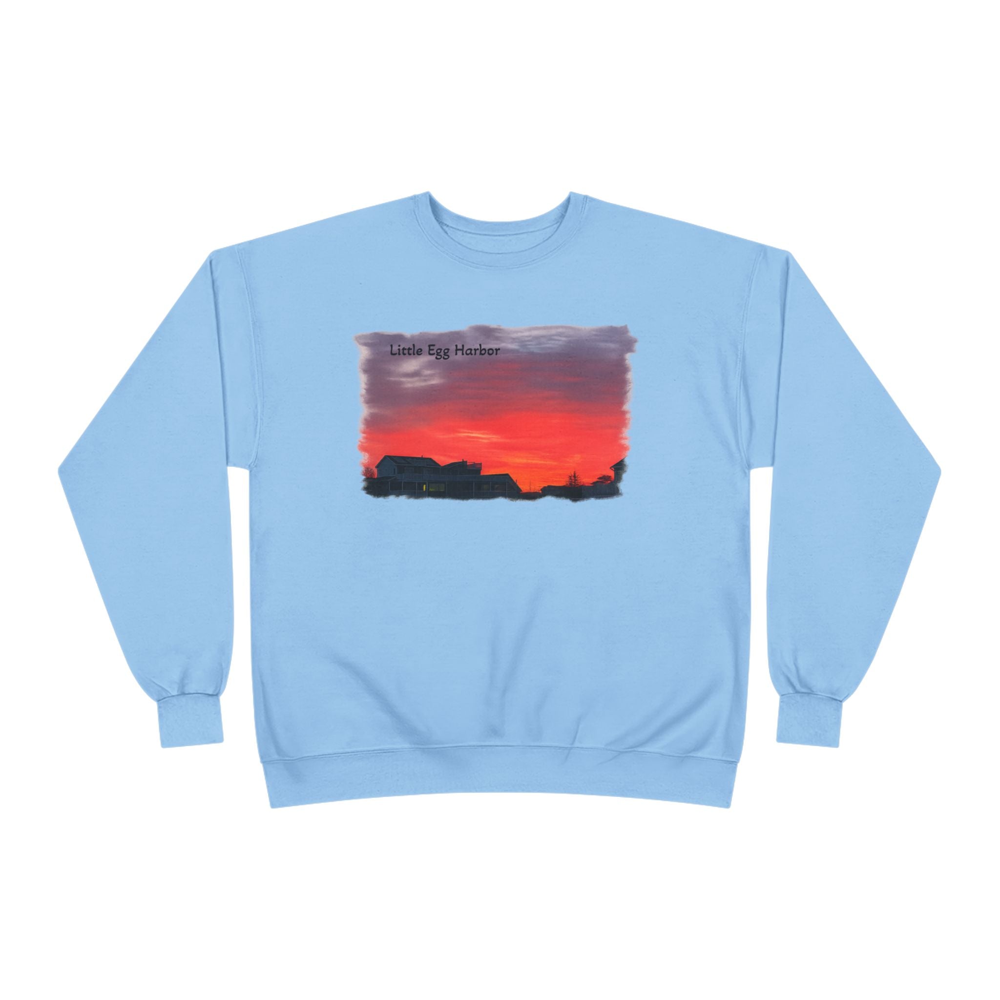 Sunset Horizon Crewneck Sweatshirt — 'Little Egg Harbor' Scenic Graphic