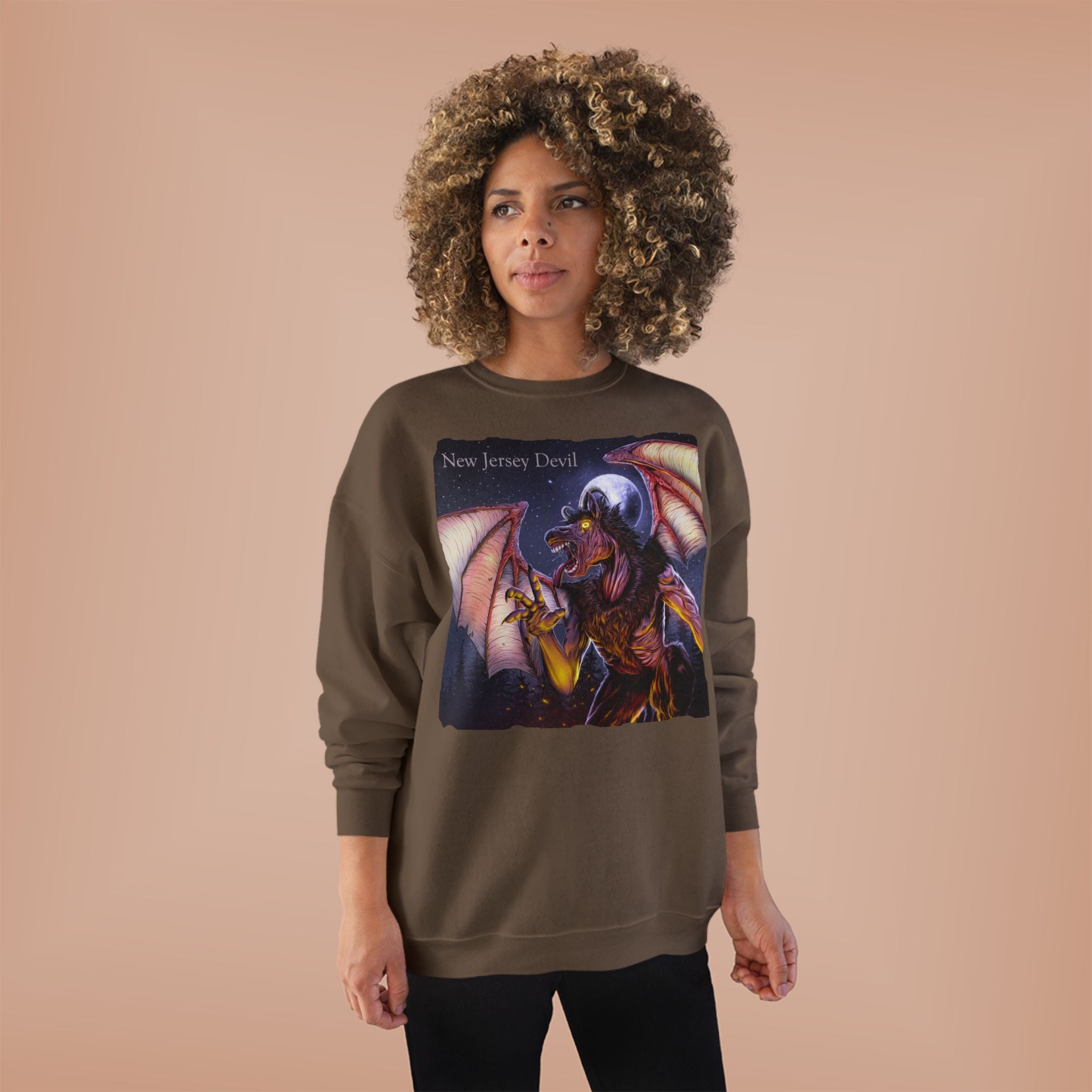 Dragon Graphic Sweatshirt — "New Jersey Dad" Fantasy Winged Creature Crewneck