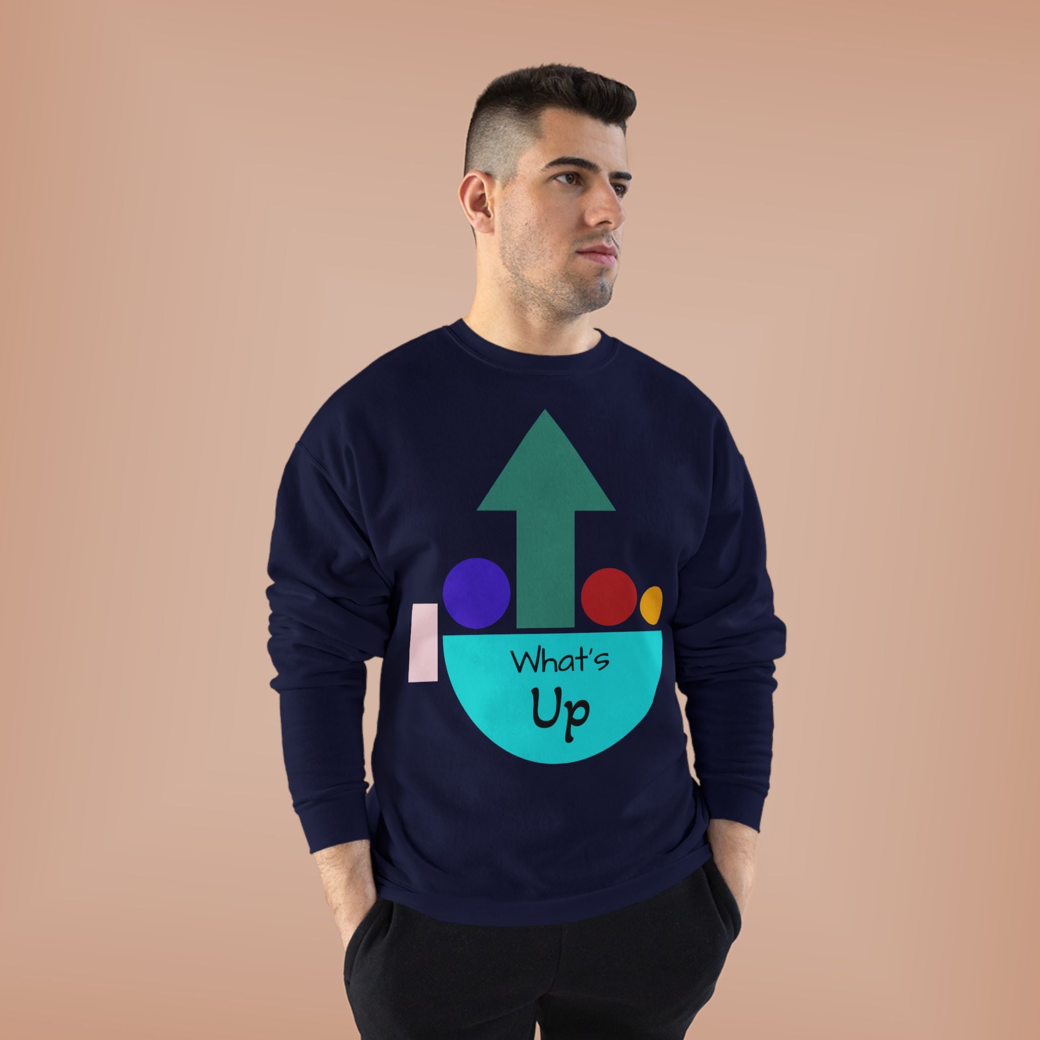 What's Up Arrow Crewneck Sweatshirt — Playful Graphic Pullover