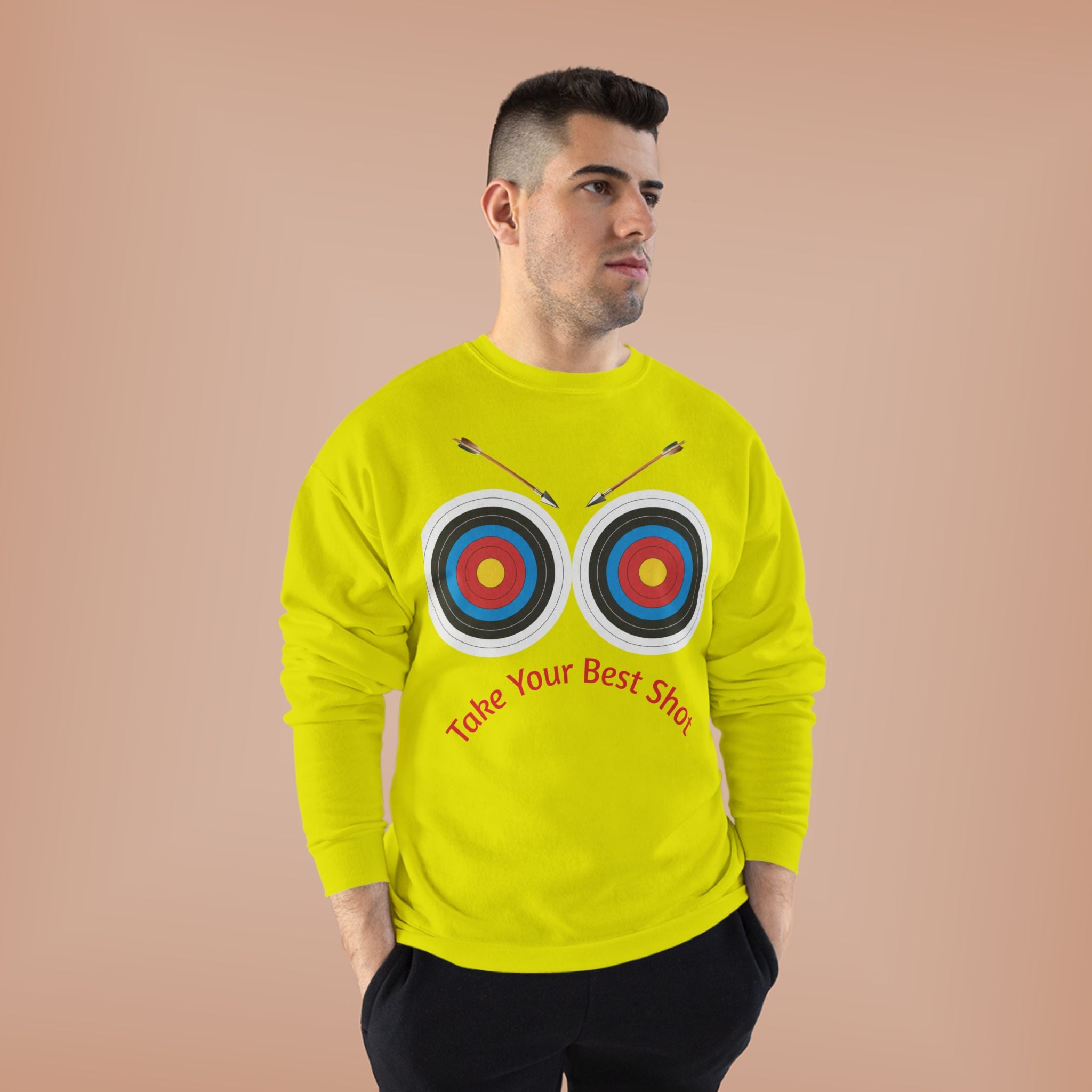 Take Your Best Shot Crewneck Sweatshirt — Archery Target Graphic