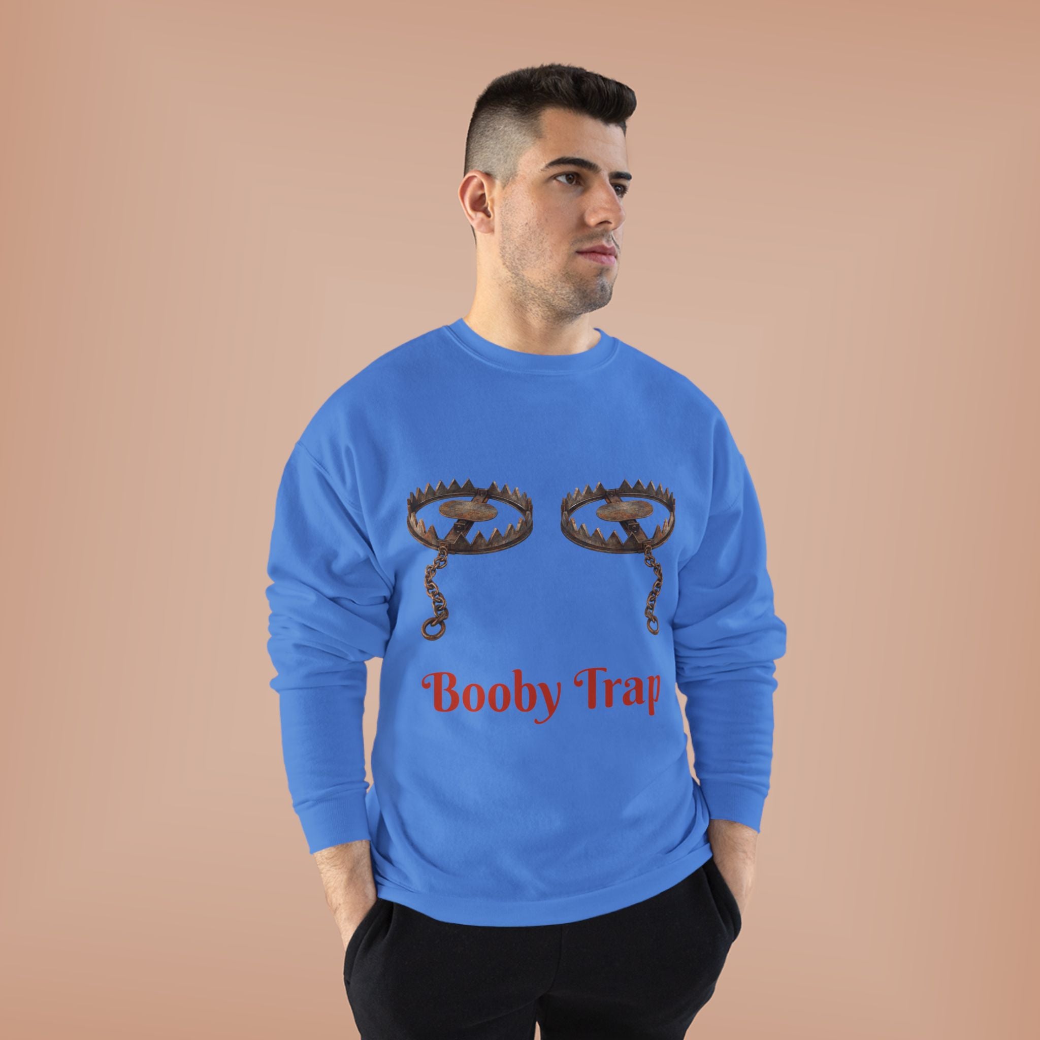 Booby Trap Sweatshirt — Funny Vintage Trap Illustration Humor Pullover