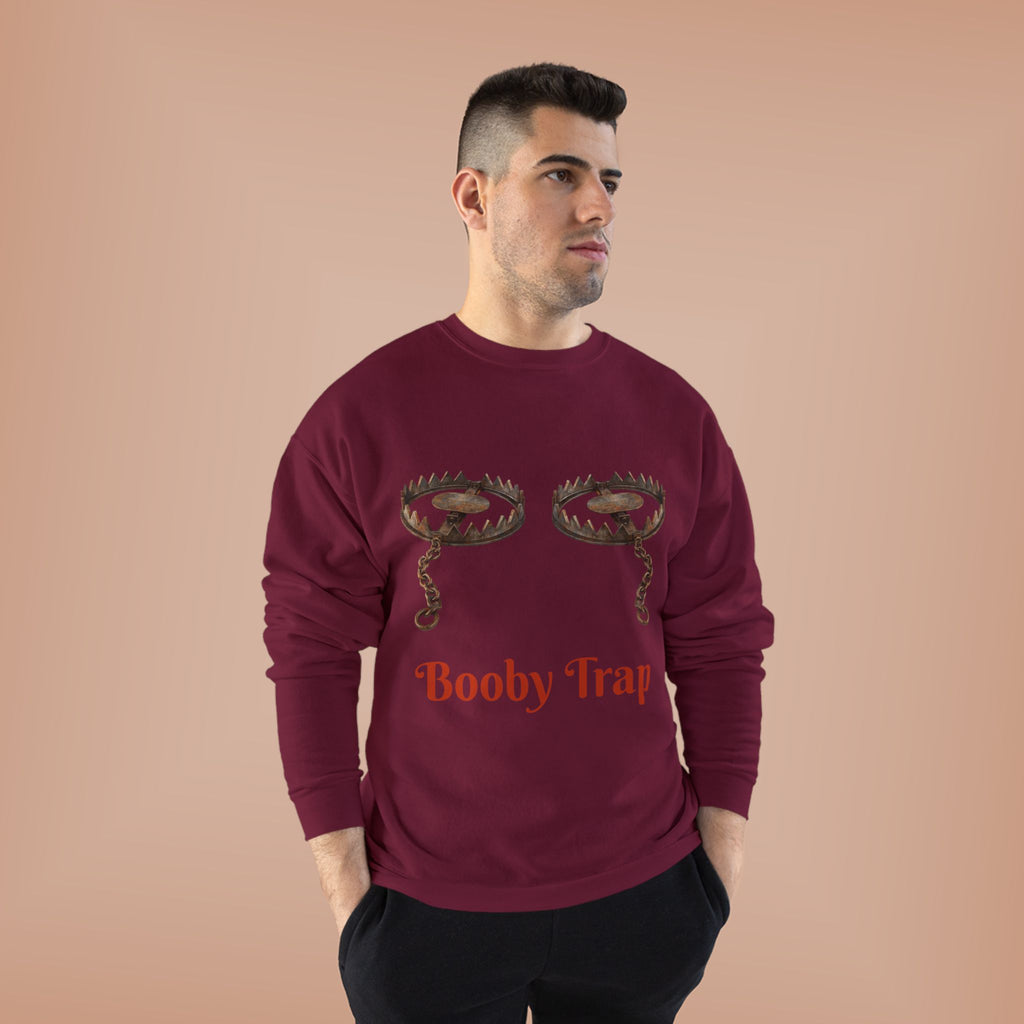 Booby Trap Sweatshirt — Funny Vintage Trap Illustration Humor Pullover