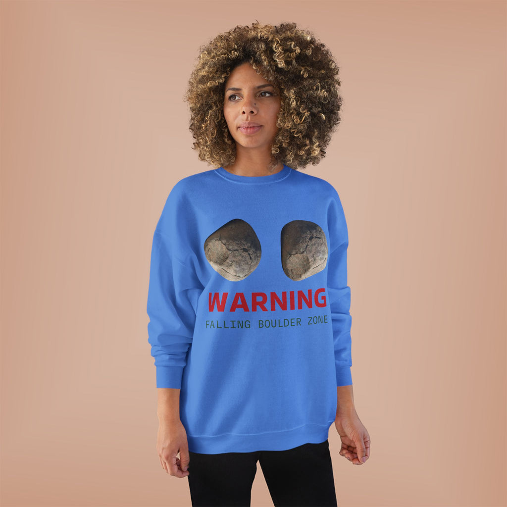 Warning Falling Boulder Zone Crewneck Sweatshirt