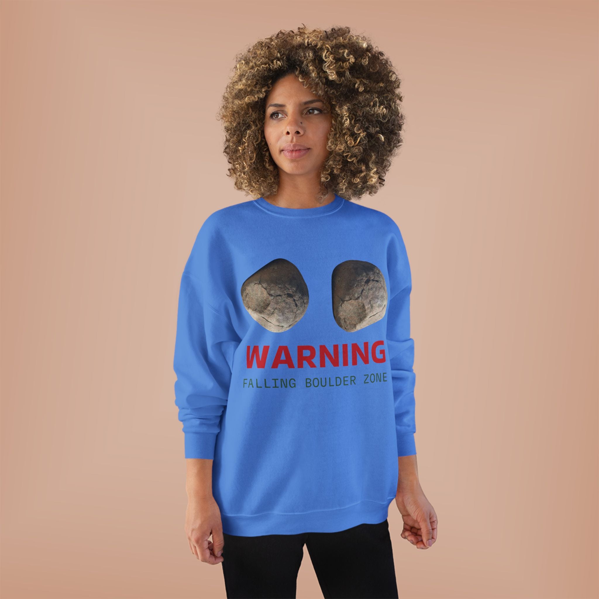 Warning Falling Boulder Zone Crewneck Sweatshirt