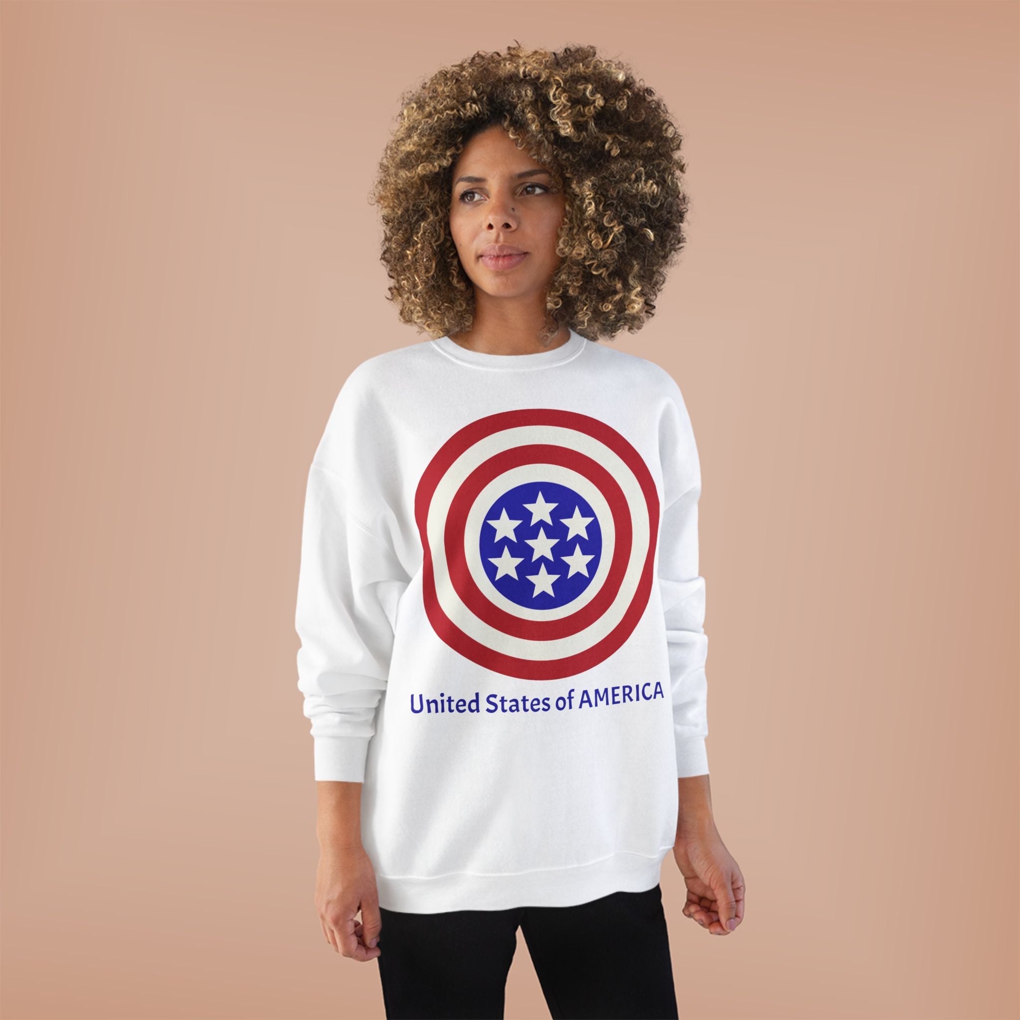 American Target Crewneck Sweatshirt — "United States of AMERICA" Patriotic Graphic