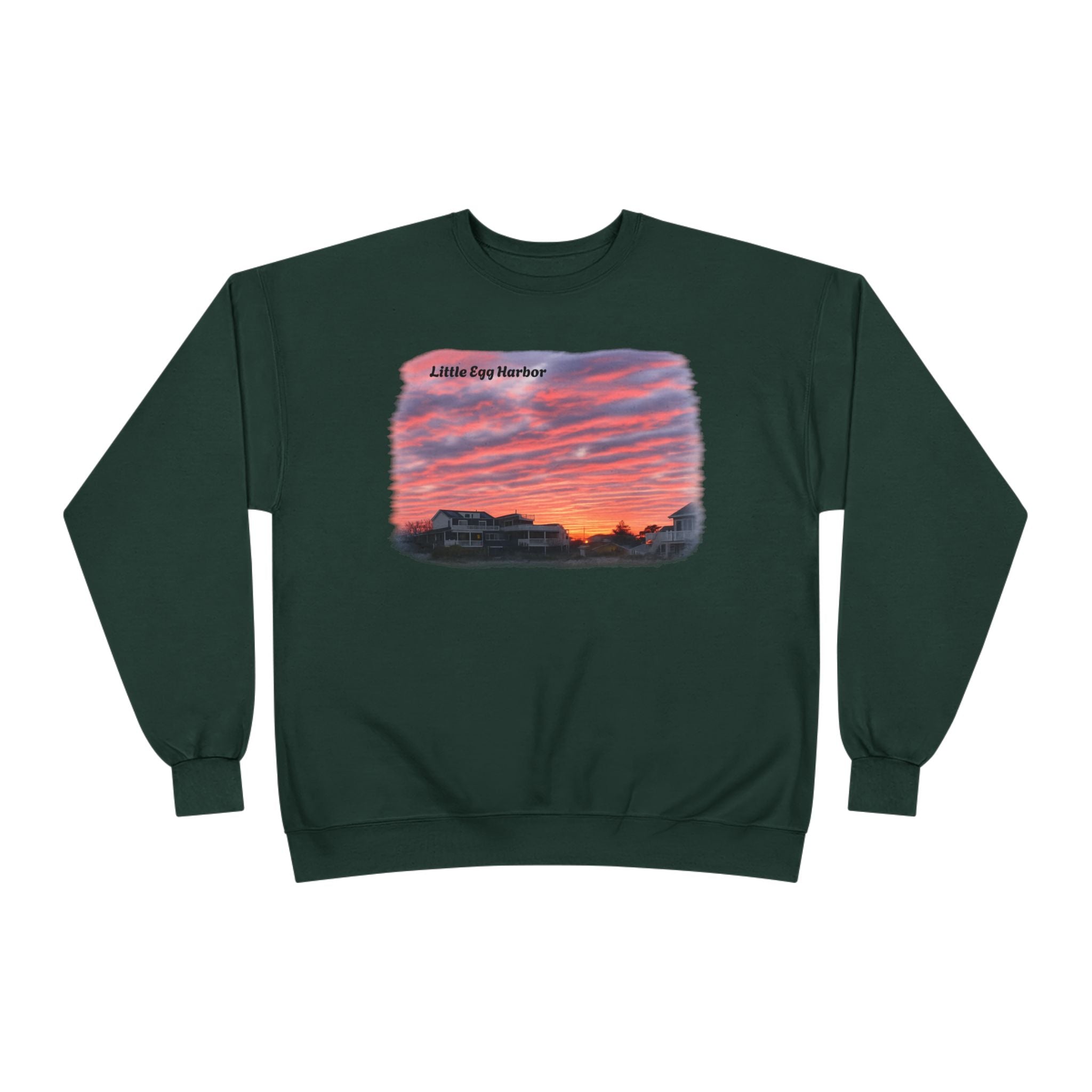 Sunset Landscape Crewneck Sweatshirt – "Little Bay Harbor" Scenic Graphic