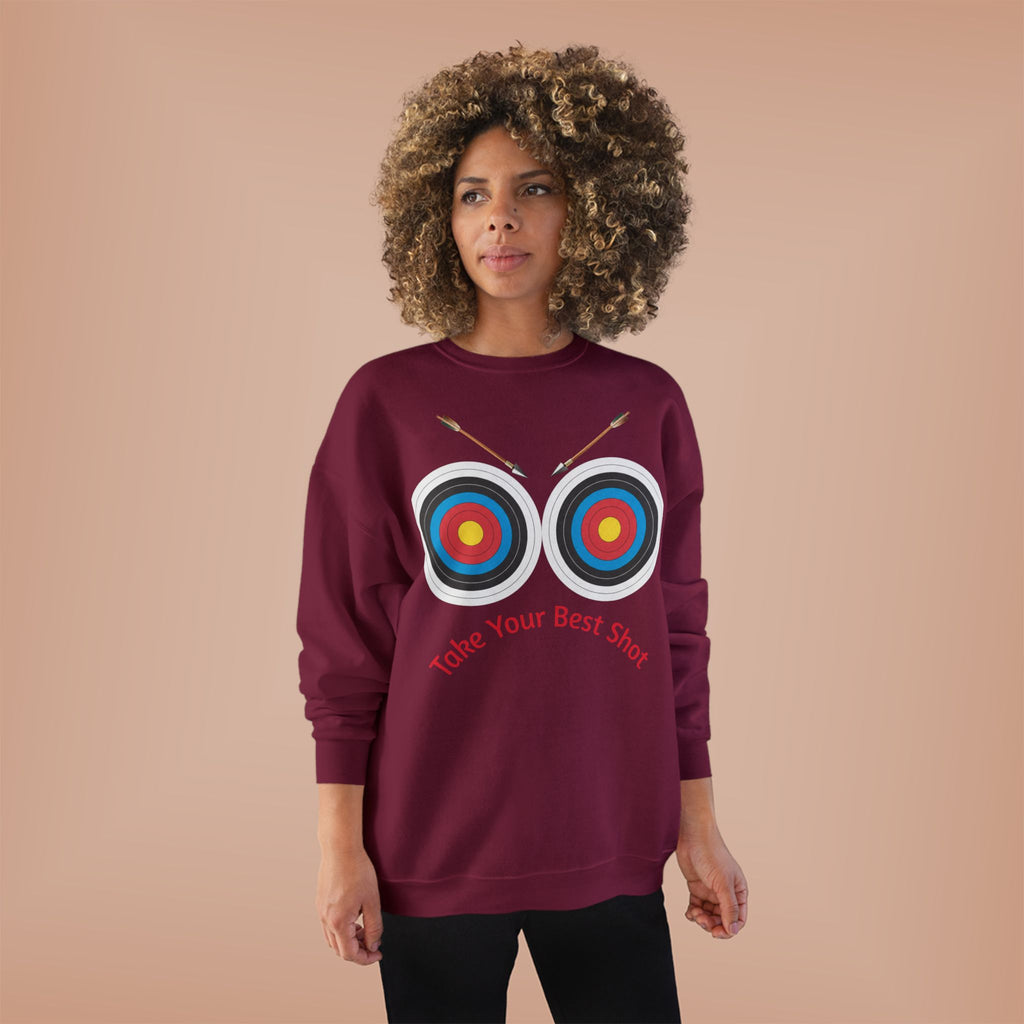 Take Your Best Shot Crewneck Sweatshirt — Archery Target Graphic