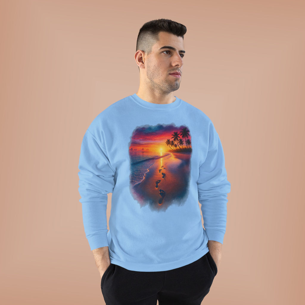 Sunset Beach Crewneck Sweatshirt — Tropical Footprints Graphic