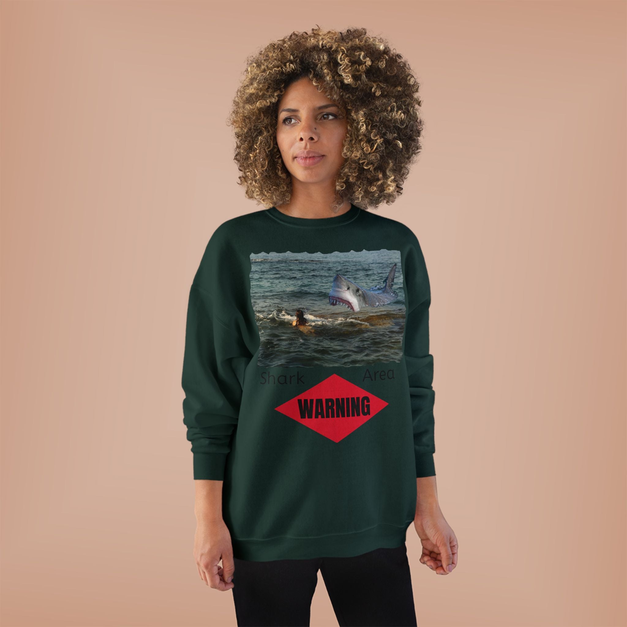 Shark Attack Warning Crewneck Sweatshirt
