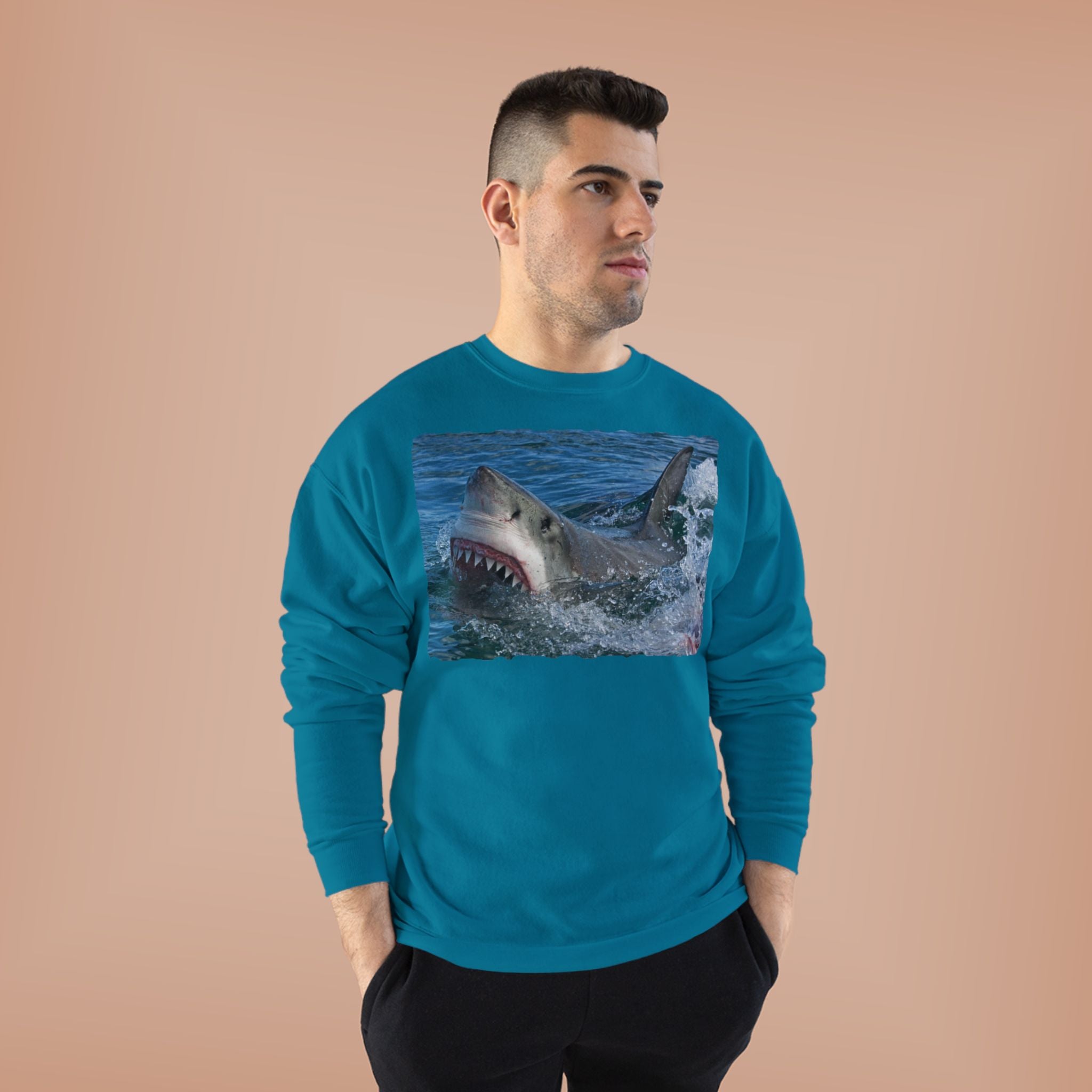 Great White Shark Crewneck Sweatshirt — Ocean Predator Graphic Sweatshirt