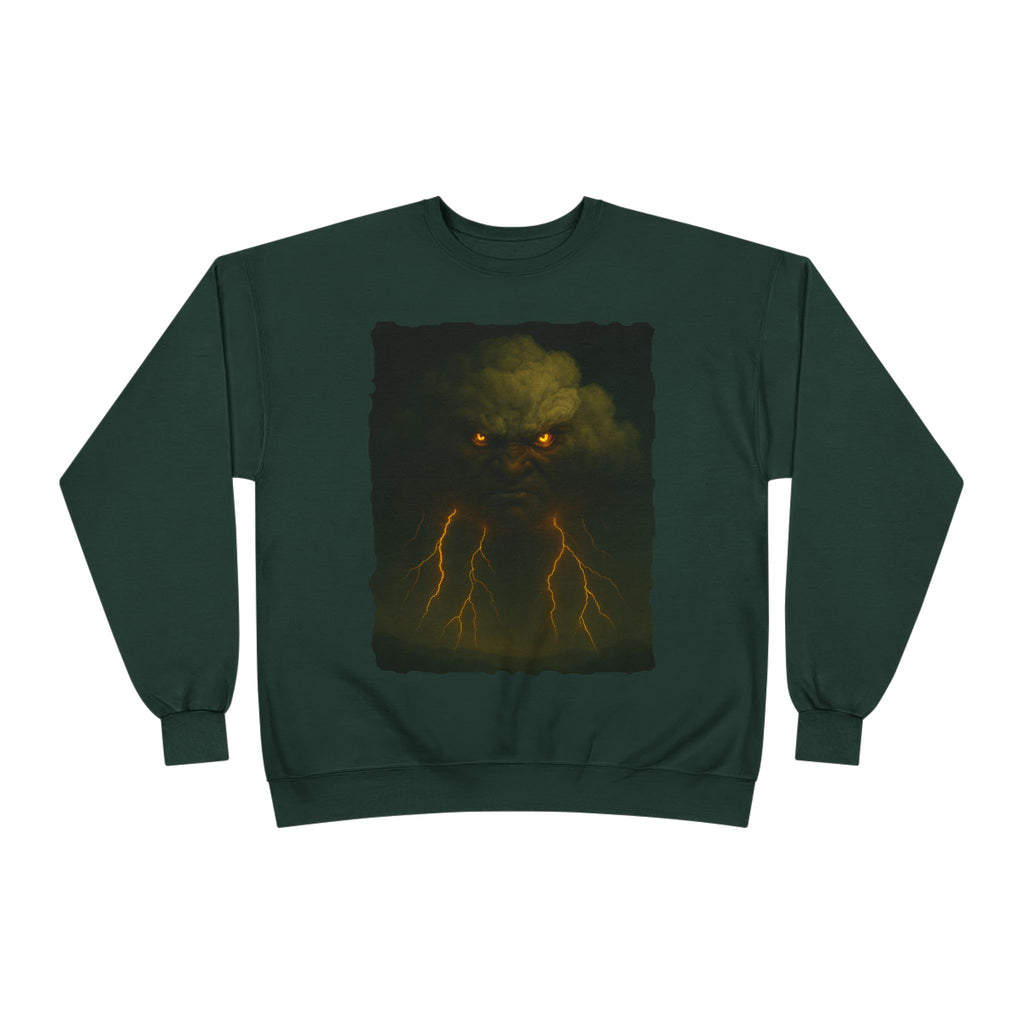 Storm Spirit Crewneck Sweatshirt — Lightning Cloud Monster Graphic