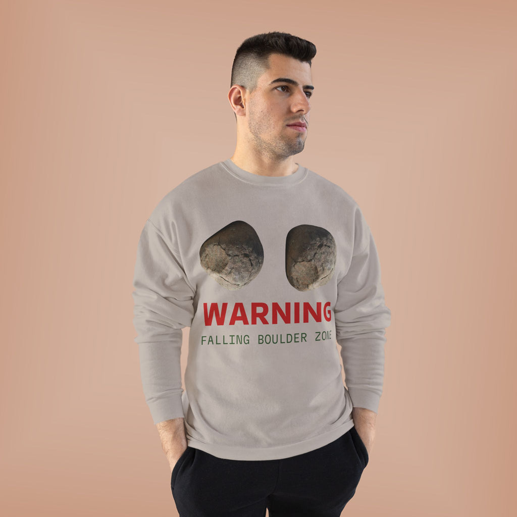 Warning Falling Boulder Zone Crewneck Sweatshirt