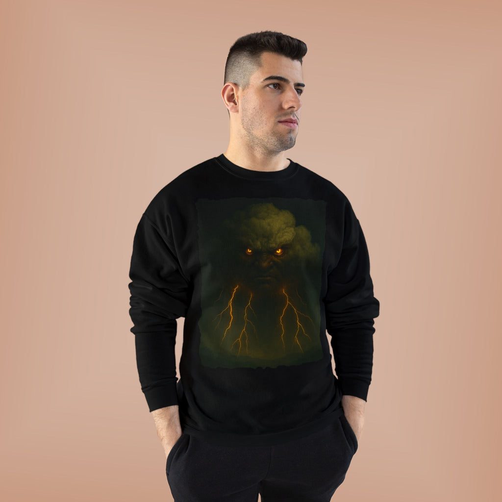 Storm Spirit Crewneck Sweatshirt — Lightning Cloud Monster Graphic