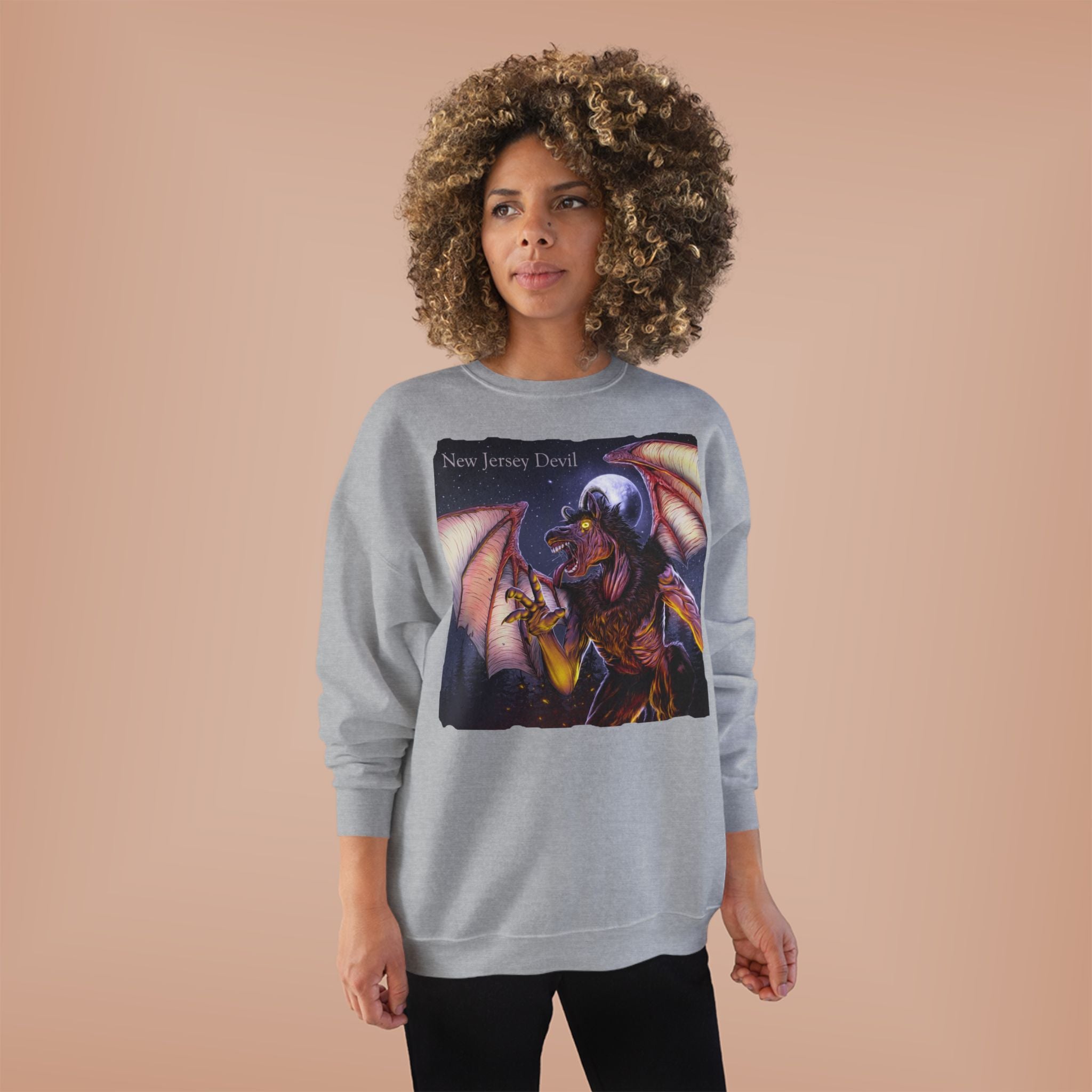 Dragon Graphic Sweatshirt — "New Jersey Dad" Fantasy Winged Creature Crewneck