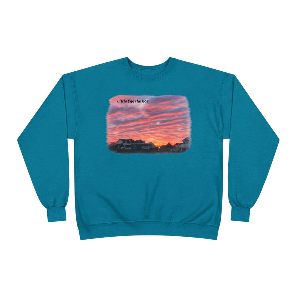 Sunset Landscape Crewneck Sweatshirt – "Little Bay Harbor" Scenic Graphic