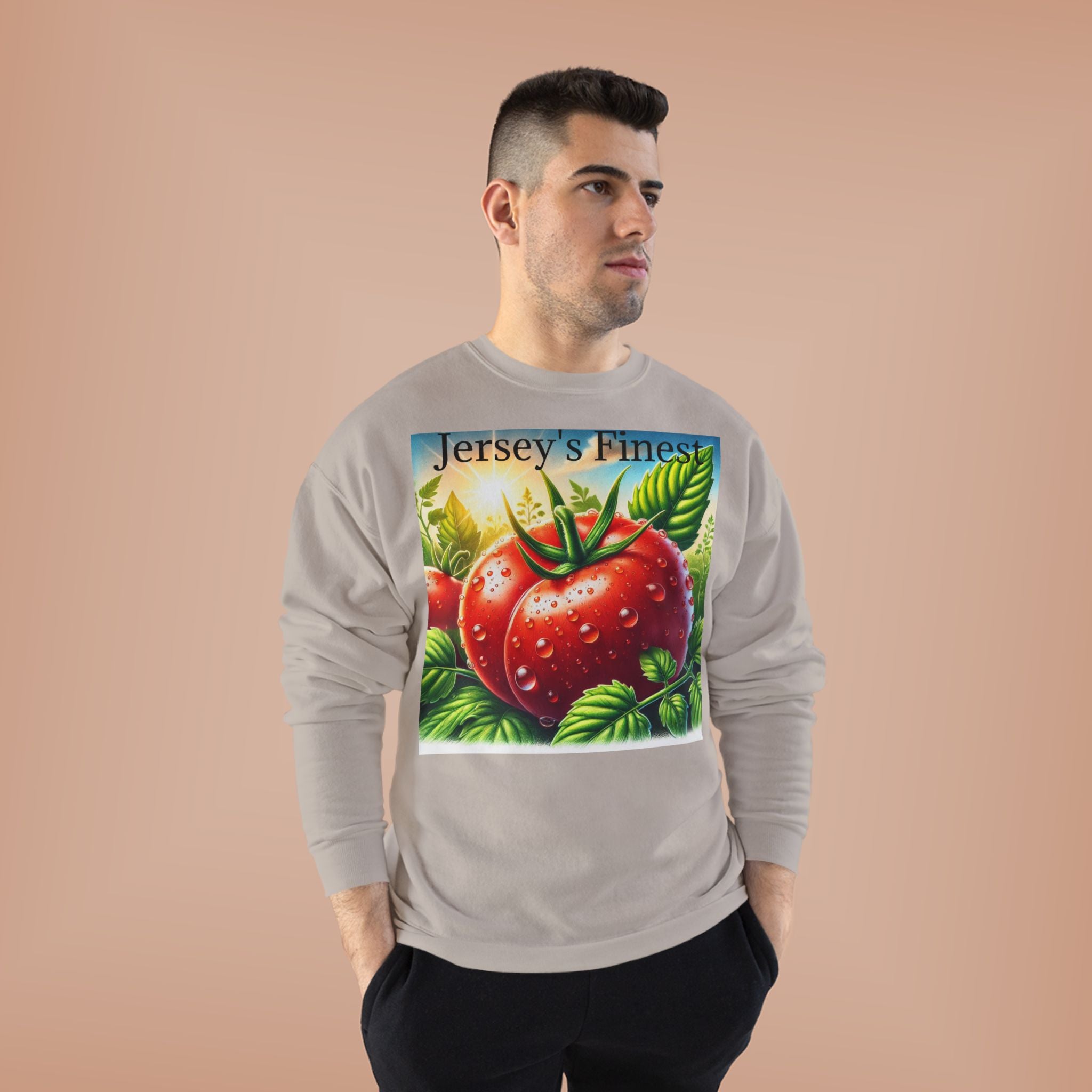 Tomato Crewneck Sweatshirt — "Jersey's Finest" Garden Produce Graphic