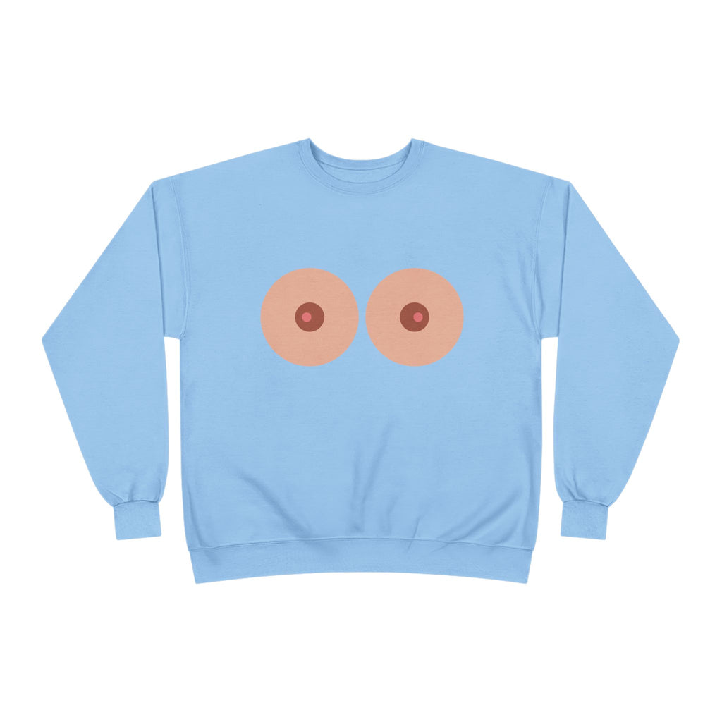 Nipple Graphic Crewneck Sweatshirt – Playful Boob Design, Breast Positivity Pullover