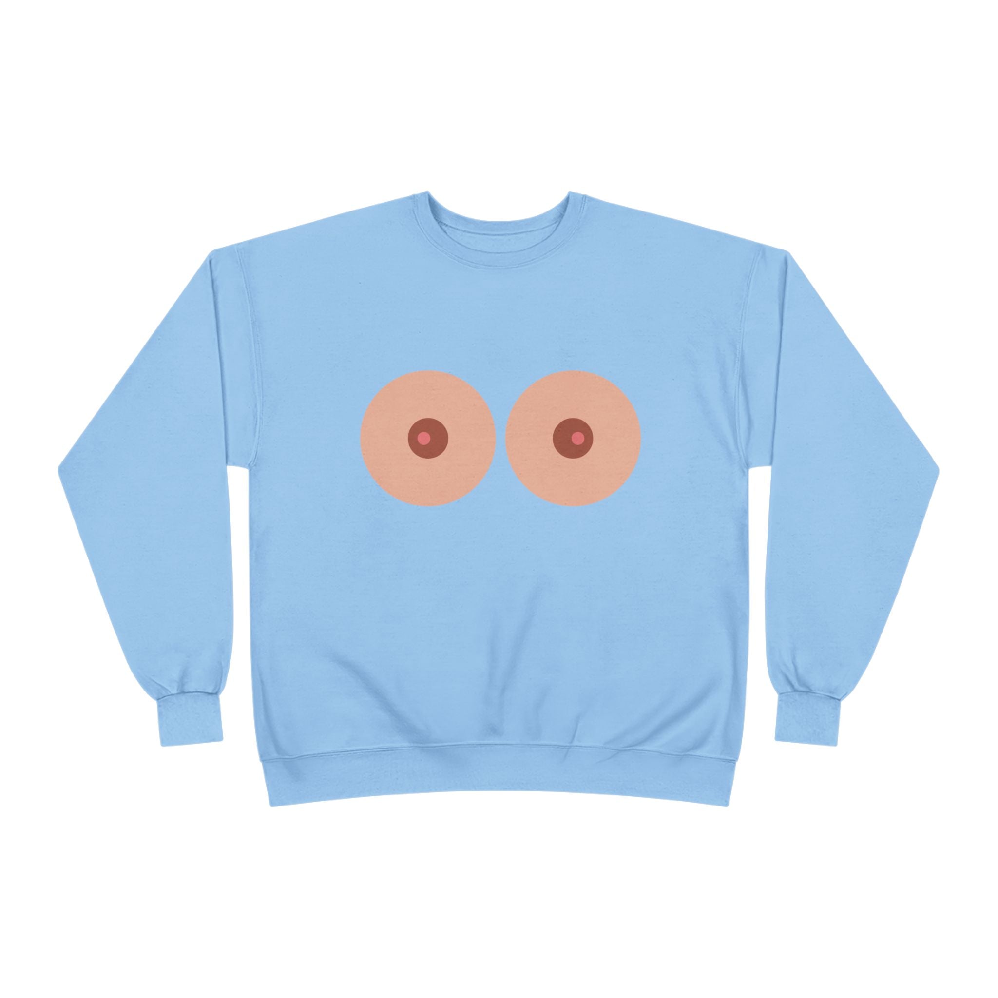 Nipple Graphic Crewneck Sweatshirt – Playful Boob Design, Breast Positivity Pullover