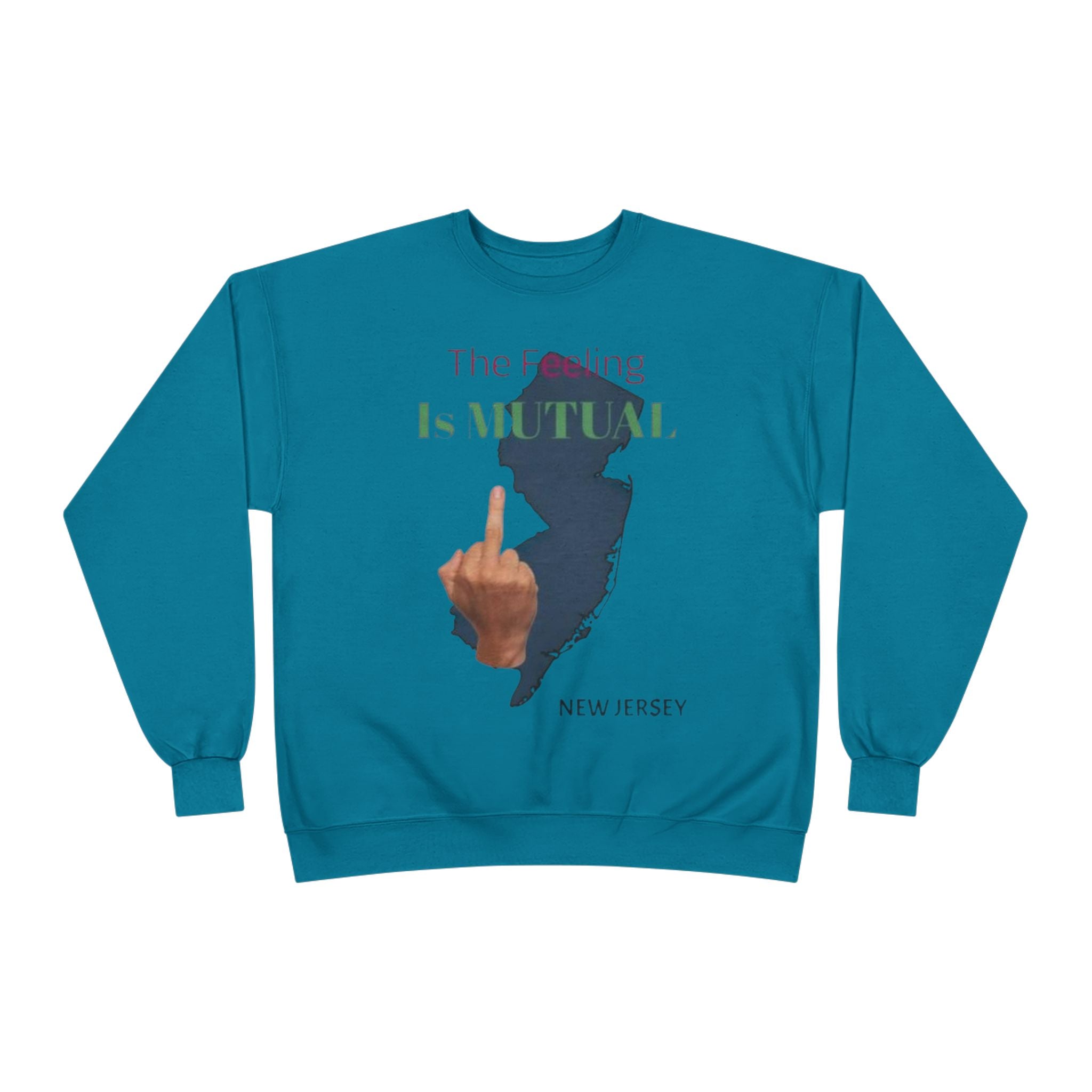 Crewneck Sweatshirt "The Driving Is Mutual — New Jersey" (Middle Finger Silhouette)
