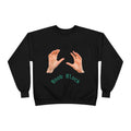 Crewneck Sweatshirt — "Boob Block" Hands Graphic Pullover