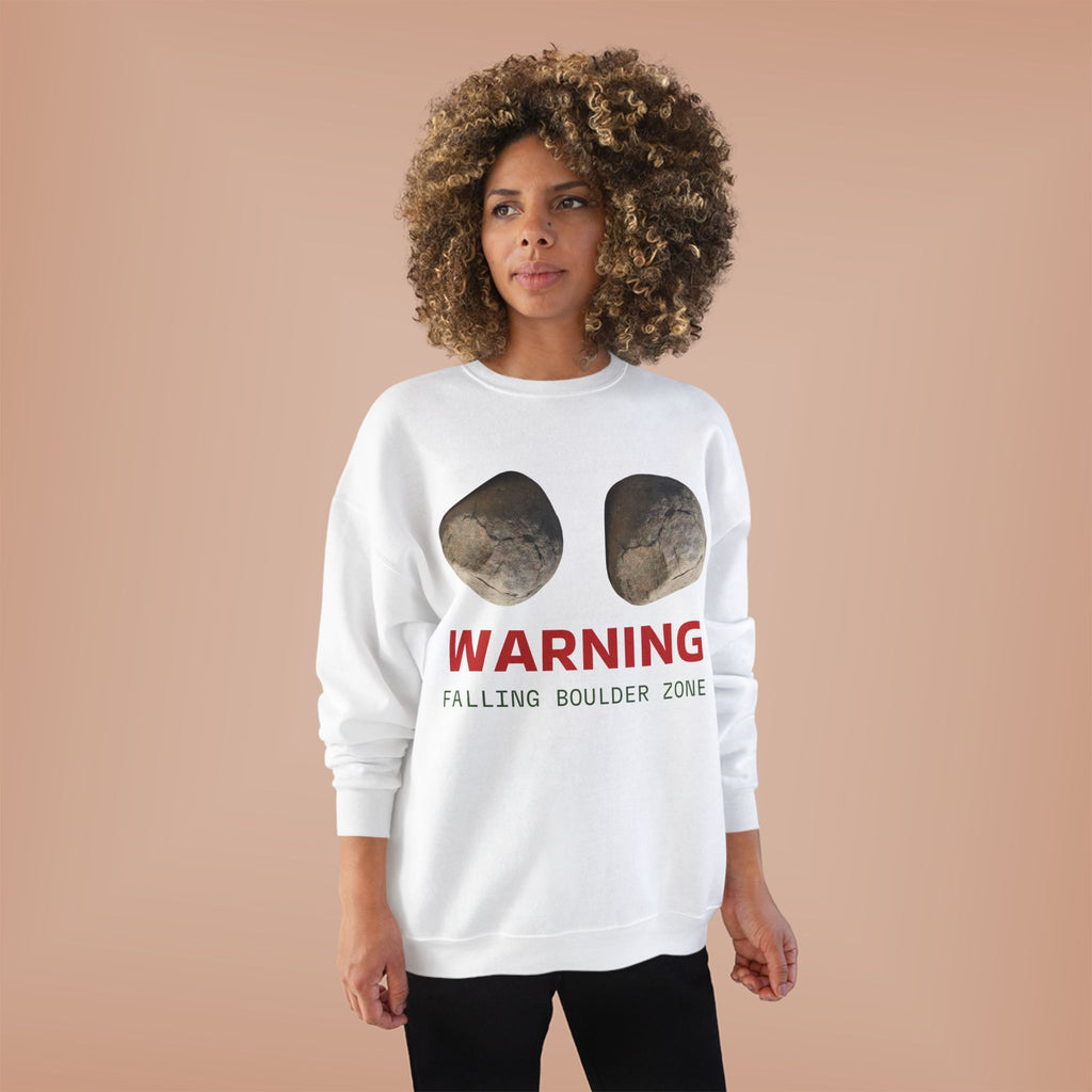 Warning Falling Boulder Zone Crewneck Sweatshirt