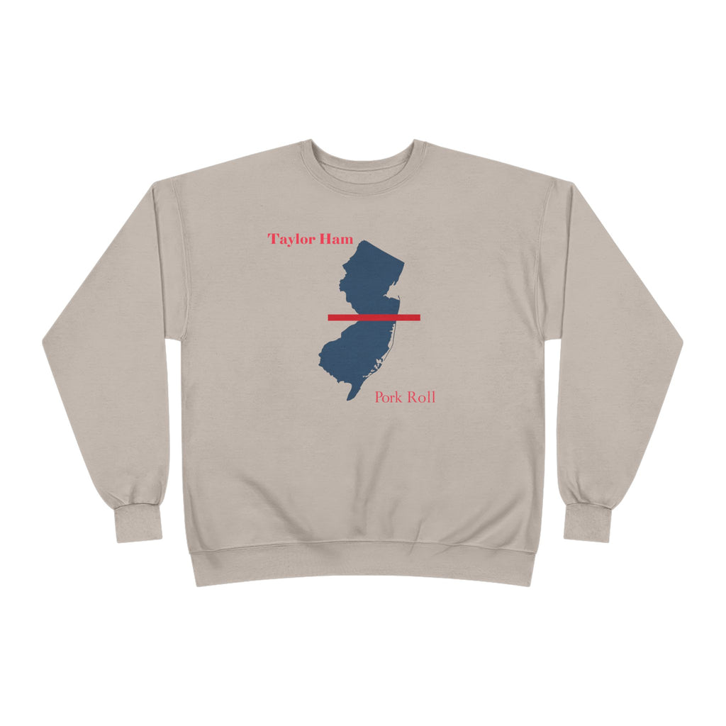 New Jersey State Crewneck Sweatshirt – Taylor Ham / Pork Roll Map Design