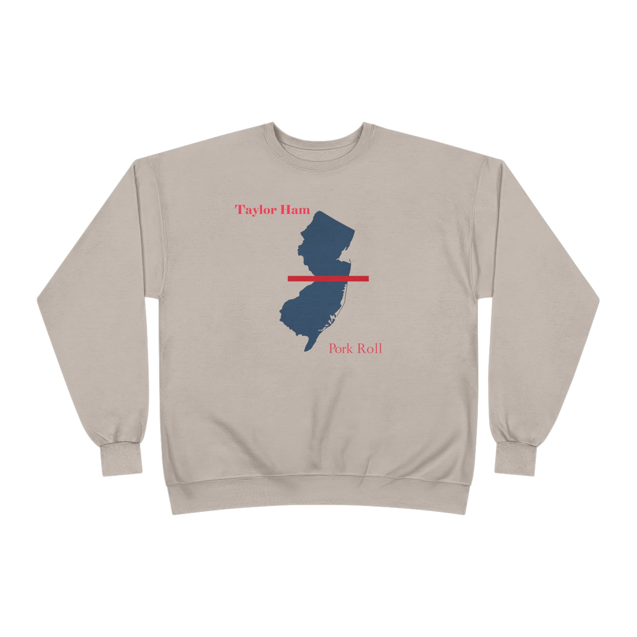 New Jersey State Crewneck Sweatshirt – Taylor Ham / Pork Roll Map Design