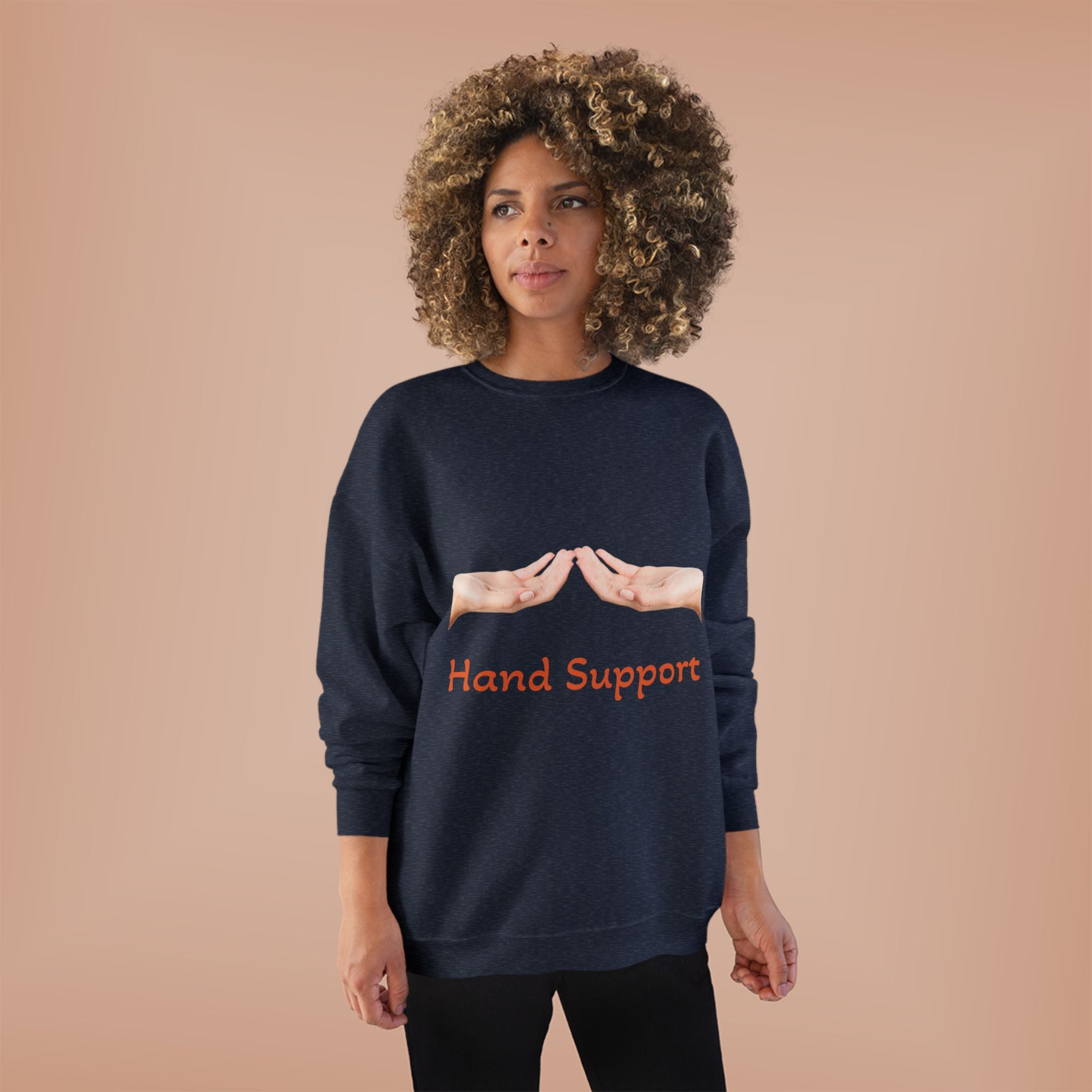 Hand Support Crewneck Sweatshirt — Comfort & Care Graphic