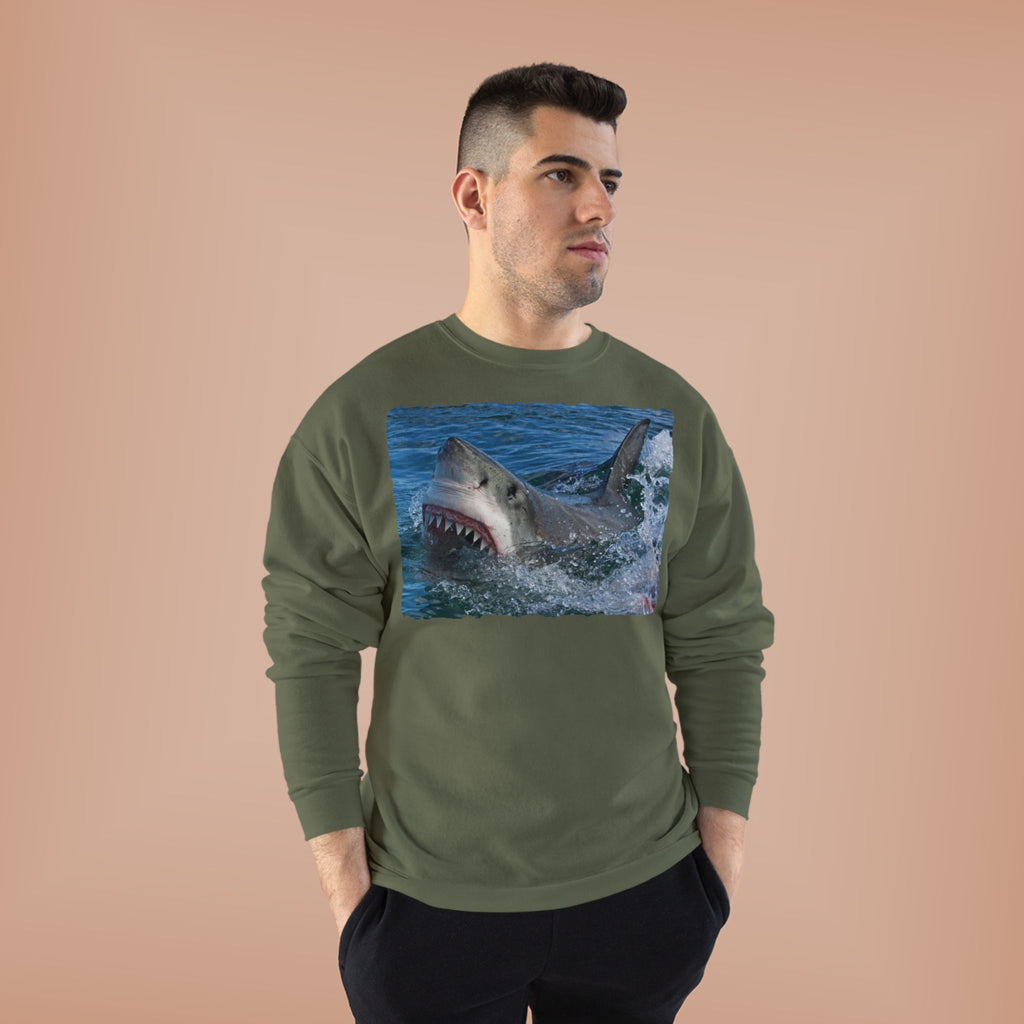 Great White Shark Crewneck Sweatshirt — Ocean Predator Graphic Sweatshirt
