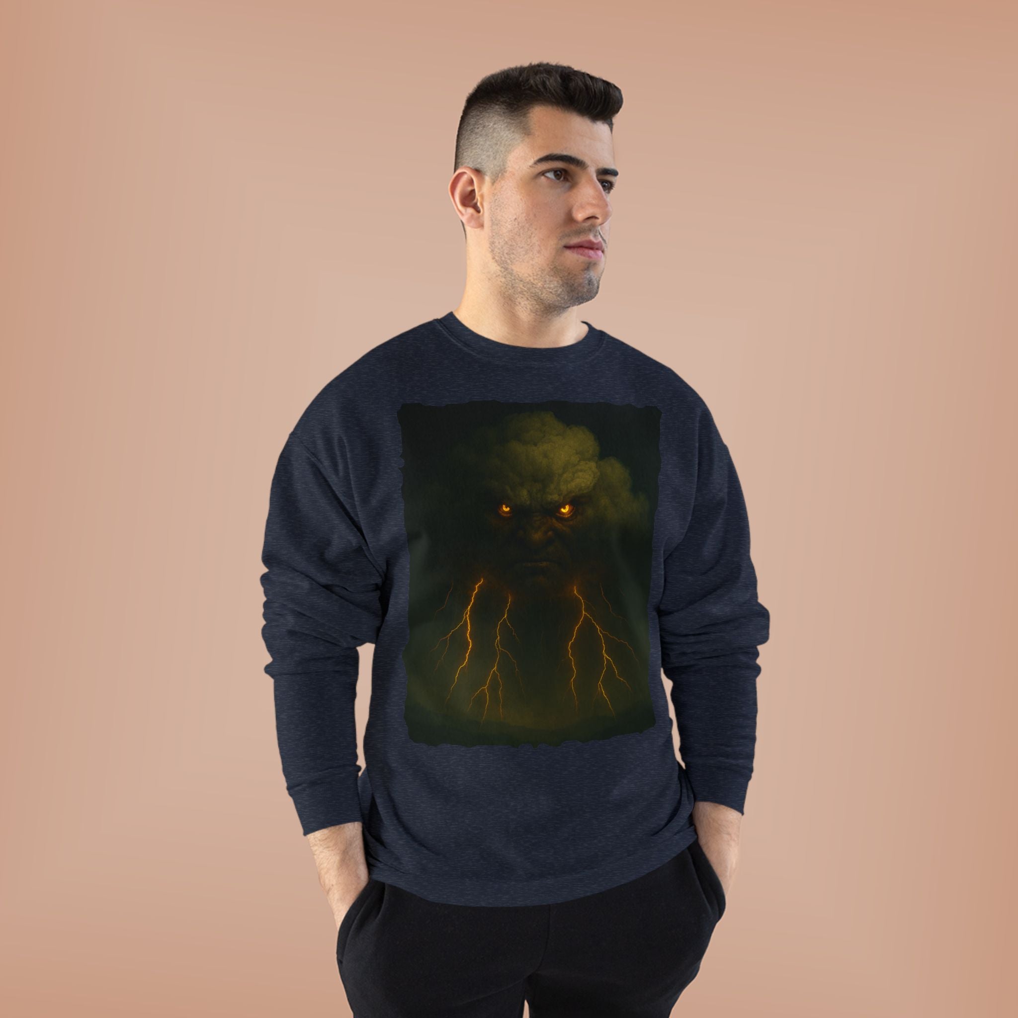 Storm Spirit Crewneck Sweatshirt — Lightning Cloud Monster Graphic